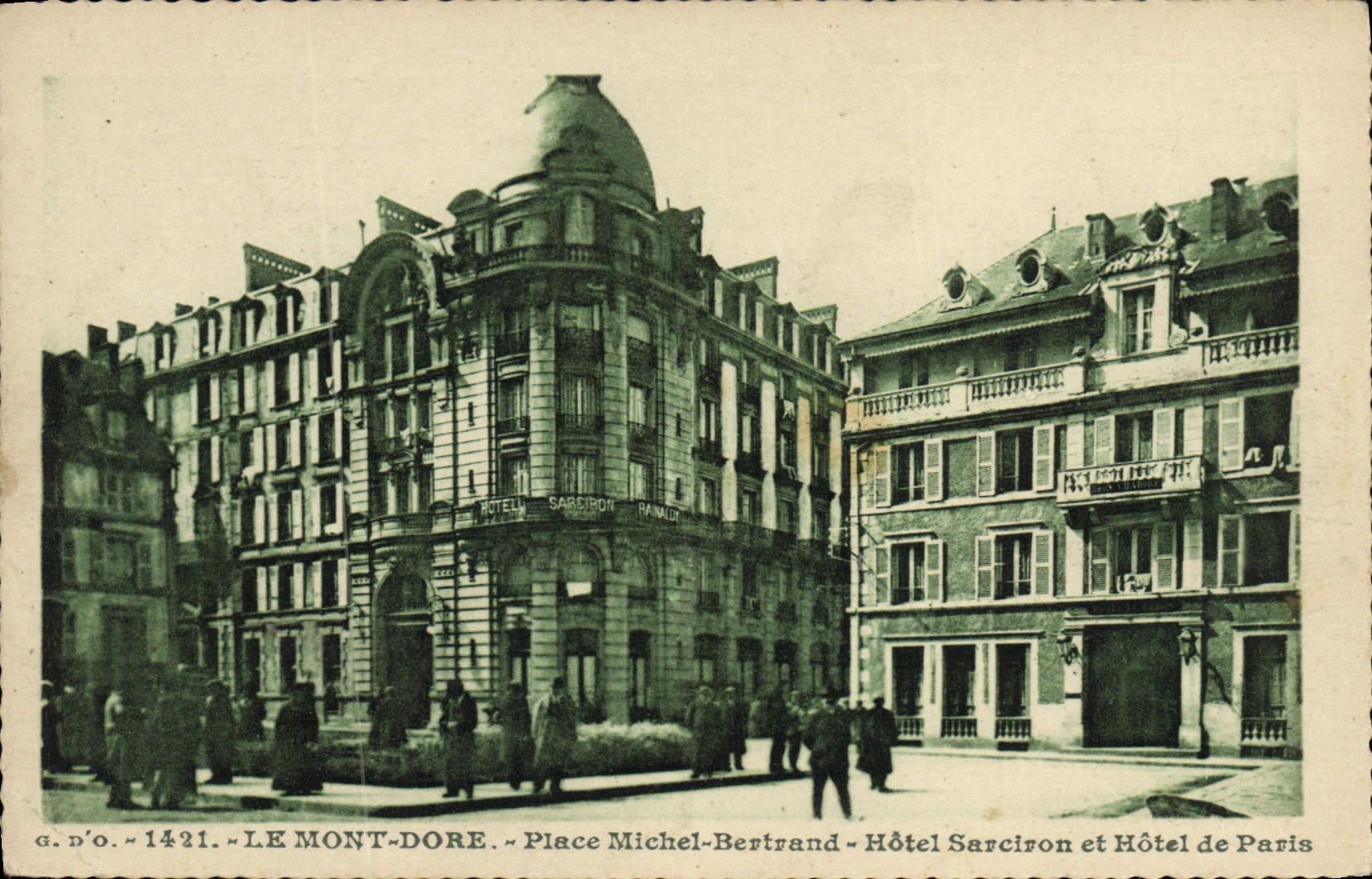 VINTAGE POSTCARD the Mount Gilds Place Michel Bertrand Hotel Sarciron And Hotel Of Paris