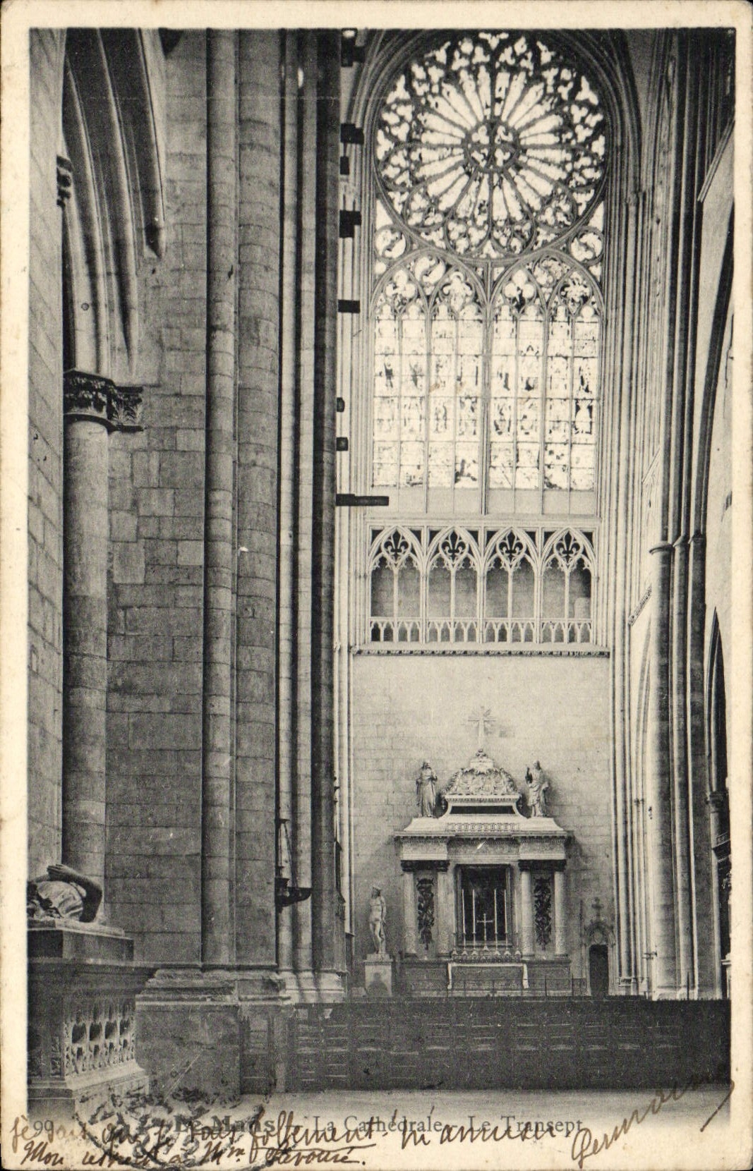 VINTAGE POSTCARD Mans the cathedral the transept
