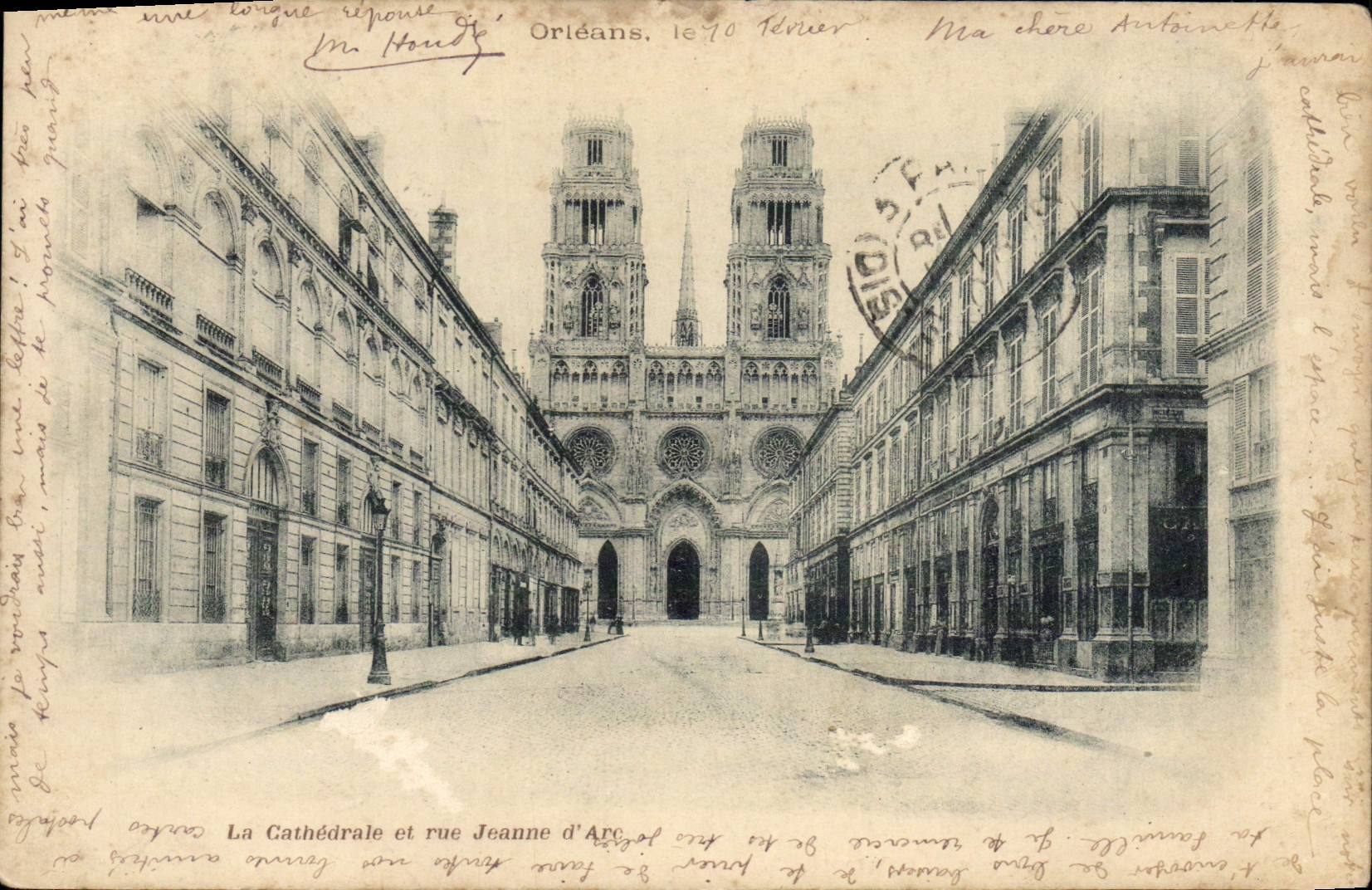 CPA Orleans La Cathedrale Et Rue Jeanne d'Arc