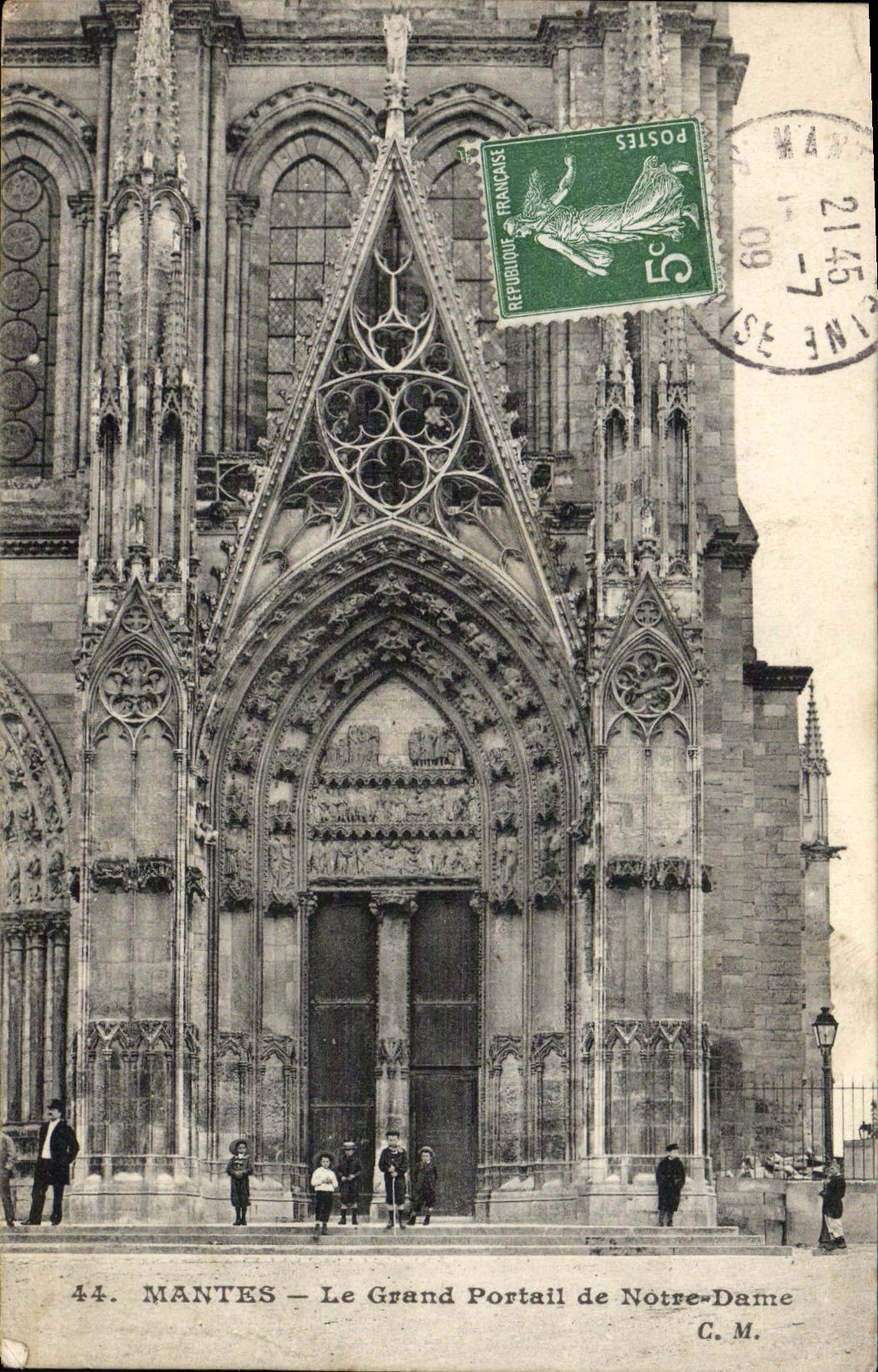 CPA Mantes Le Grand Portail De Notre Dame