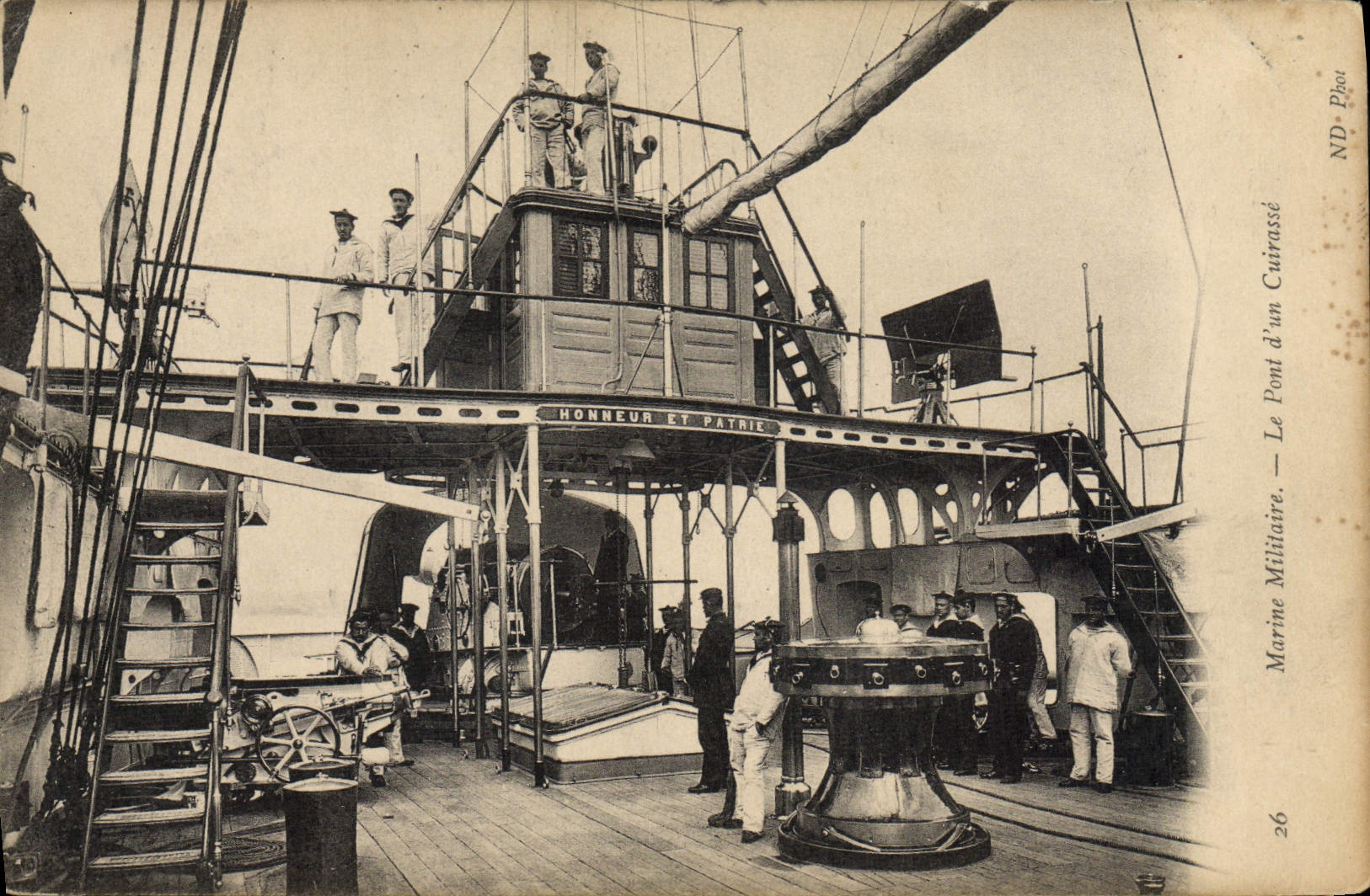 VINTAGE POSTCARD Boat Navy the bridge of an armor