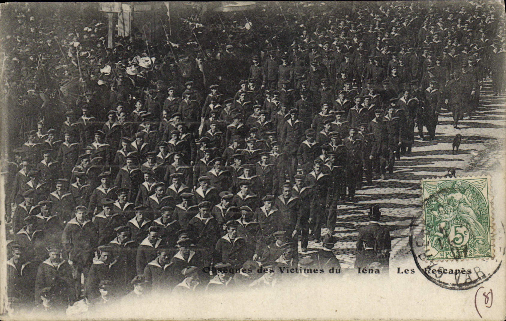 VINTAGE POSTCARD Boat Funeral of the victims of Iena survivors