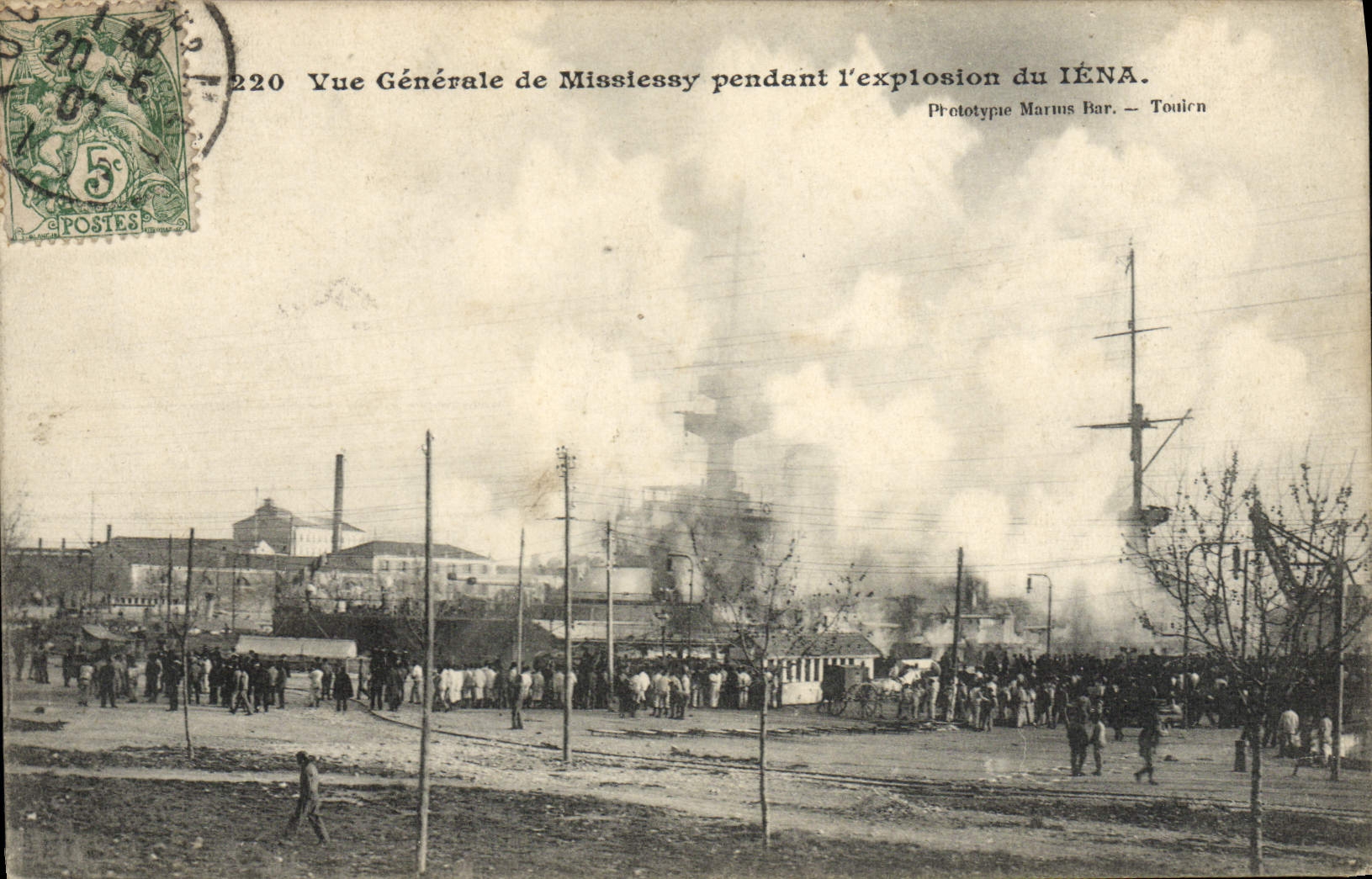 VINTAGE POSTCARD Boat View of Missiessy during the explosion of Iena