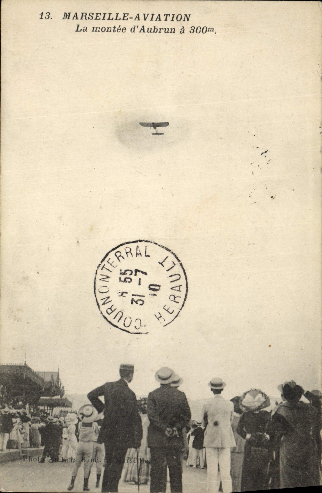 VINTAGE POSTCARD Avion Aviation Marseilles Aviation the rise of Aubrun has 300 m