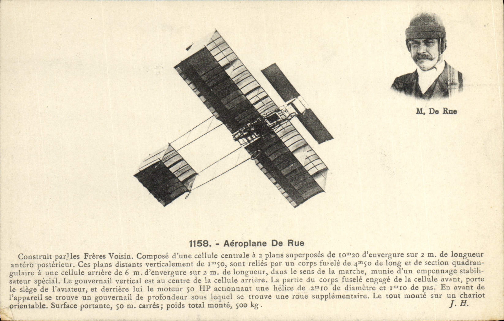 VINTAGE POSTCARD Plane Aviation Airplane of Street