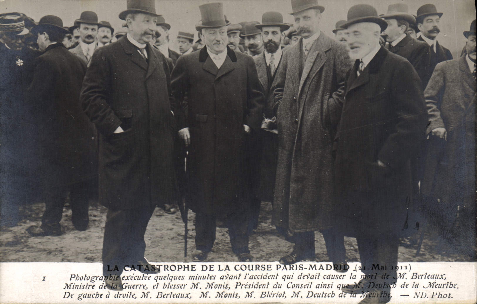 VINTAGE POSTCARD Plane Aviation Catastrophe of the race Paris Madrid May 21st, 1911 Minister for the war Monis Bleriot