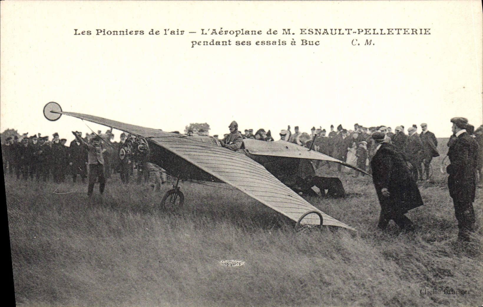 VINTAGE POSTCARD Avion Aviation the airplane of Mr. Esnault Pelleteterie during his tests has Buc