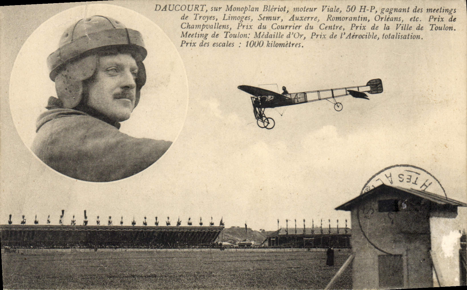 VINTAGE POSTCARD Plane Daucourt Aviation on Bleriot monoplane