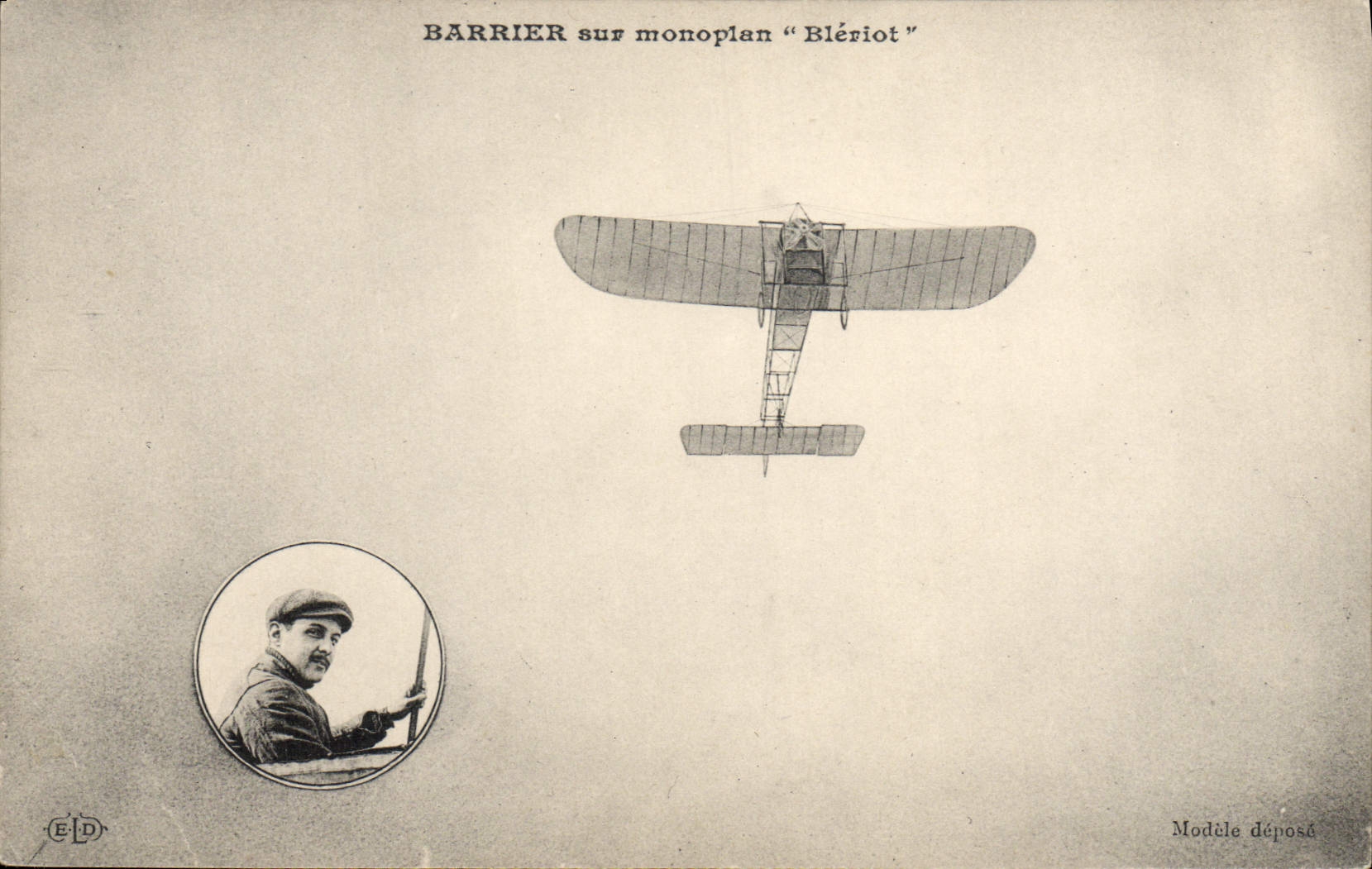 CPA Avion Aviation Barrier sur monoplan Bleriot 