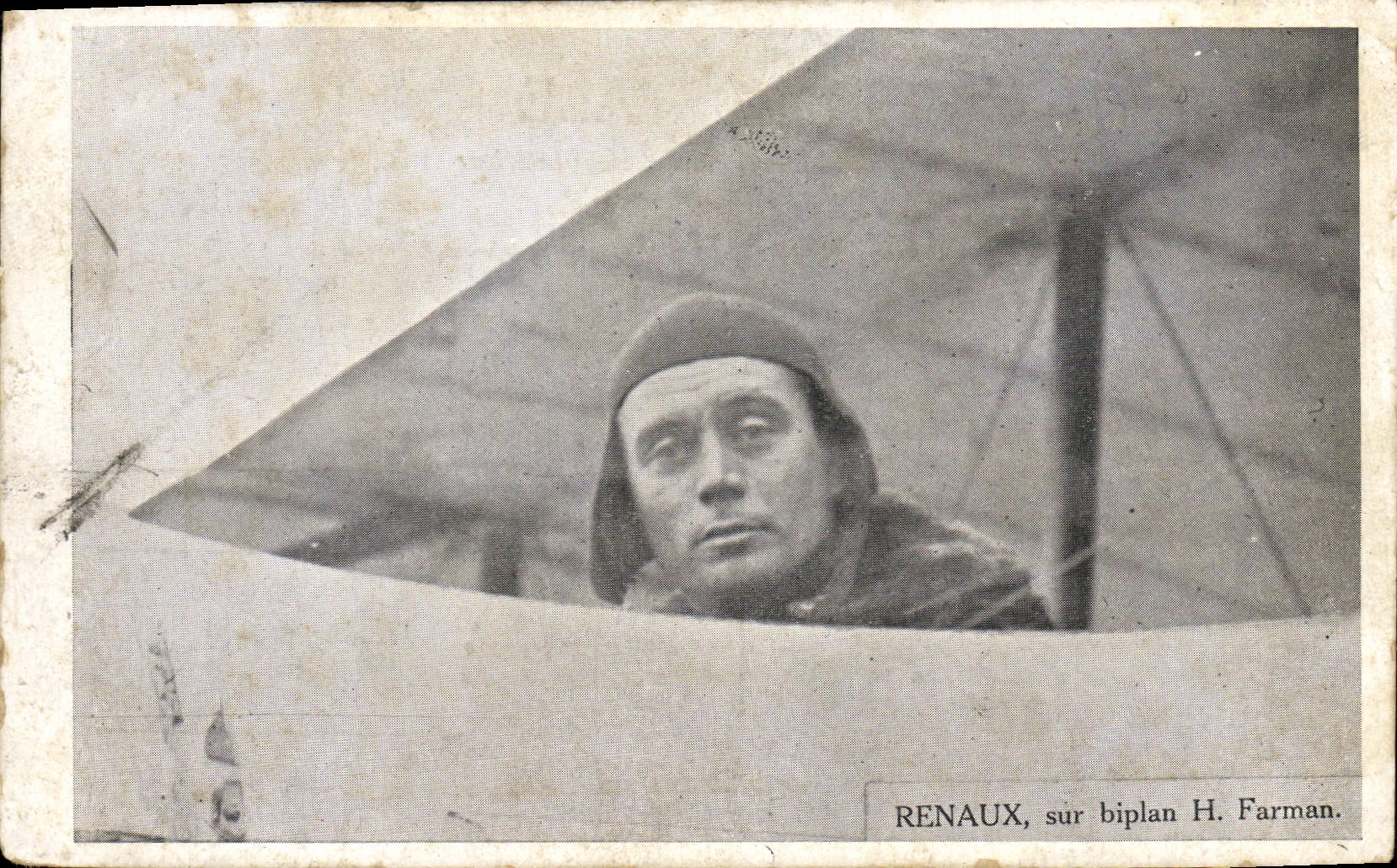 CPA Avion Aviation Renaux sur biplan Farman 