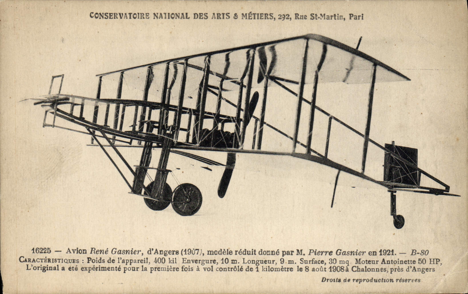 CPA Avion Aviation Conservatoire National des Arts et Metiers Avion Rene Gasnier d'Angers