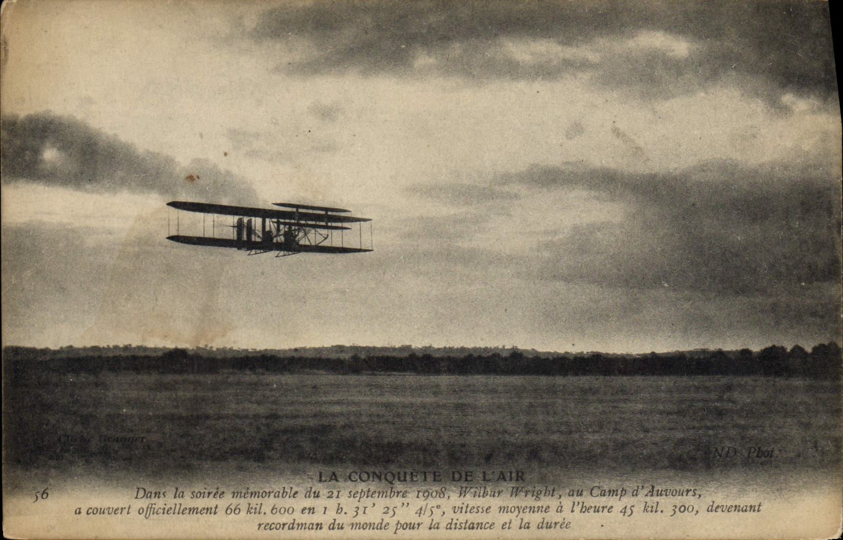 VINTAGE POSTCARD Plane Aviation Wilbur Wright Camp of Auvours