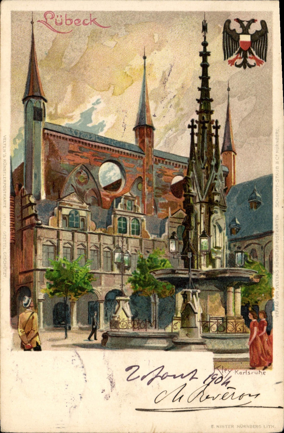 VINTAGE POSTCARD Illustrator Lubeck Lübeck