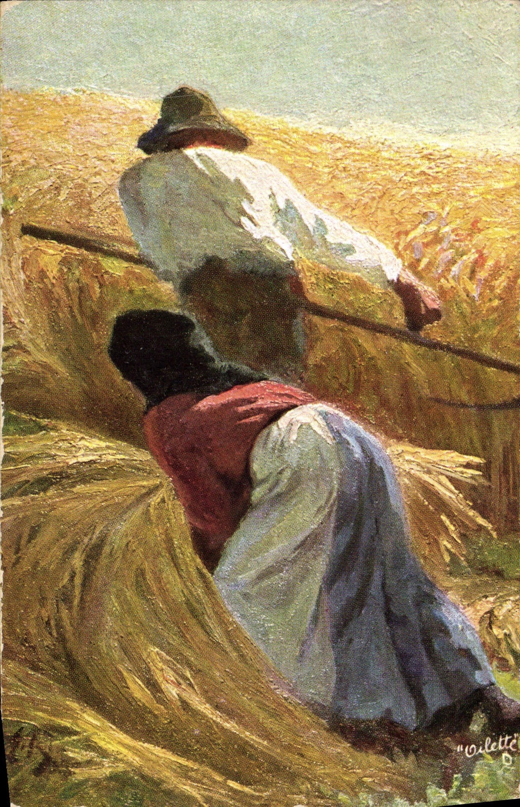 Folklore campesino del campesino de la vida del ilustrador alemán de la POSTAL de la VENDIMIA