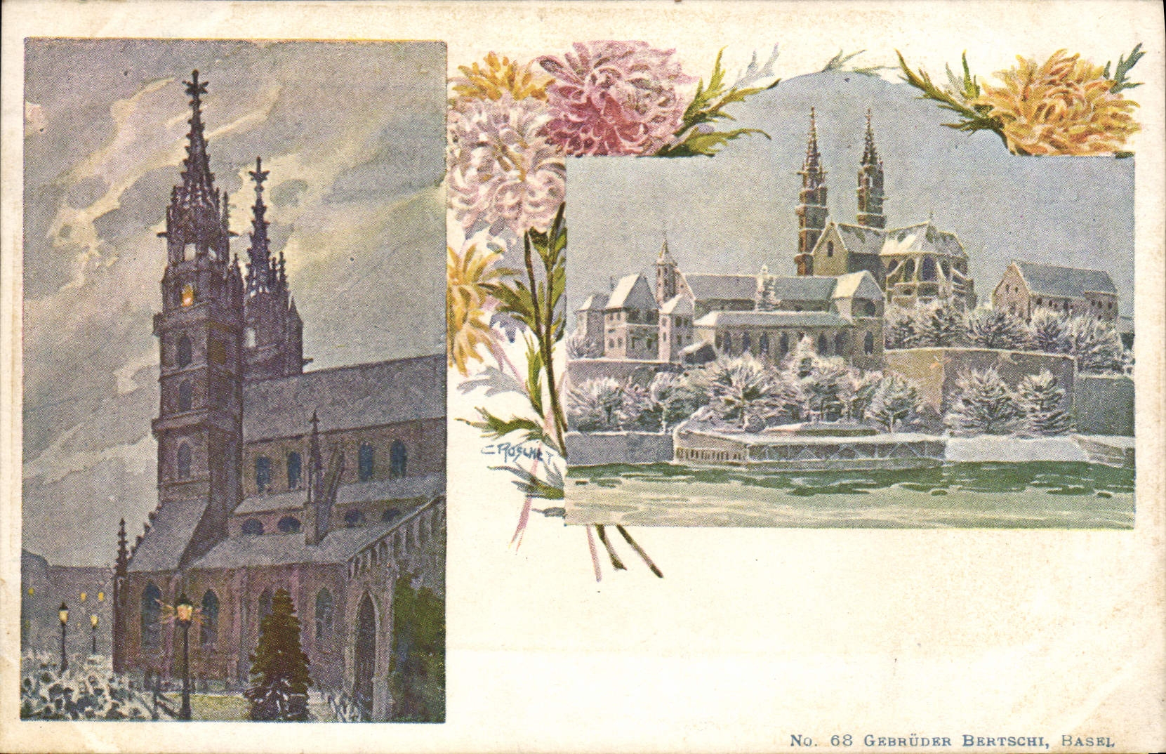 VINTAGE POSTCARD Basel Illustrator