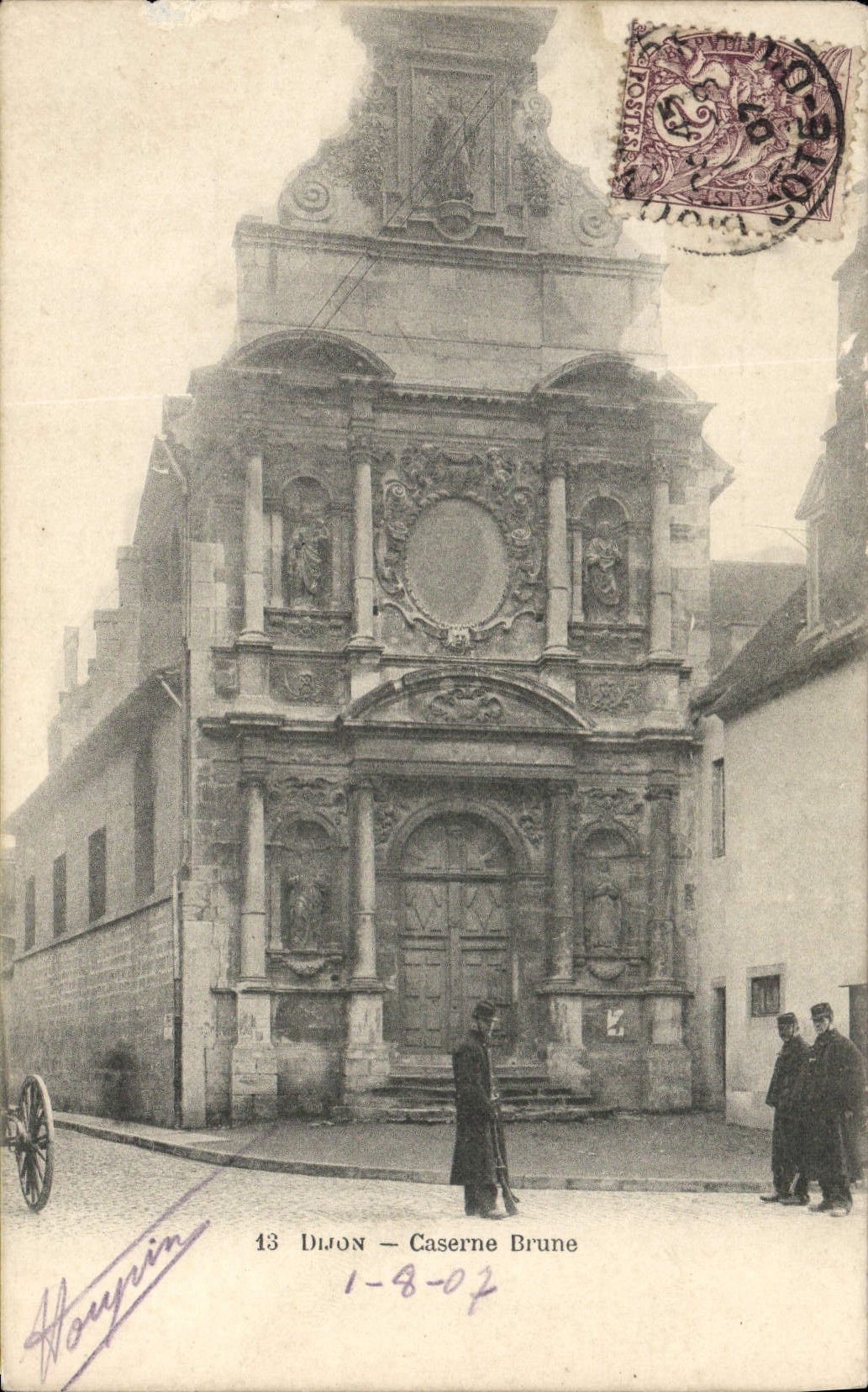 VINTAGE POSTCARD Dijon Brown Barracks Militaria
