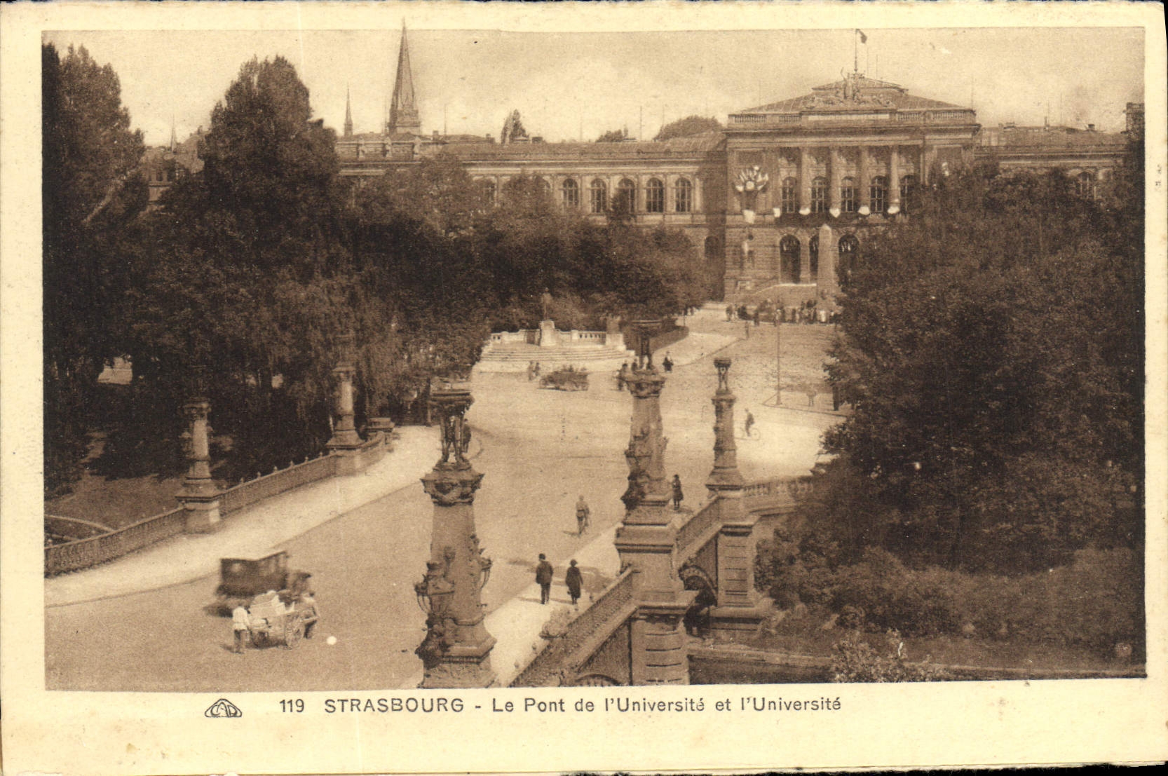 Puente de Estrasburgo de la POSTAL de la VENDIMIA de la universidad y de la universidad
