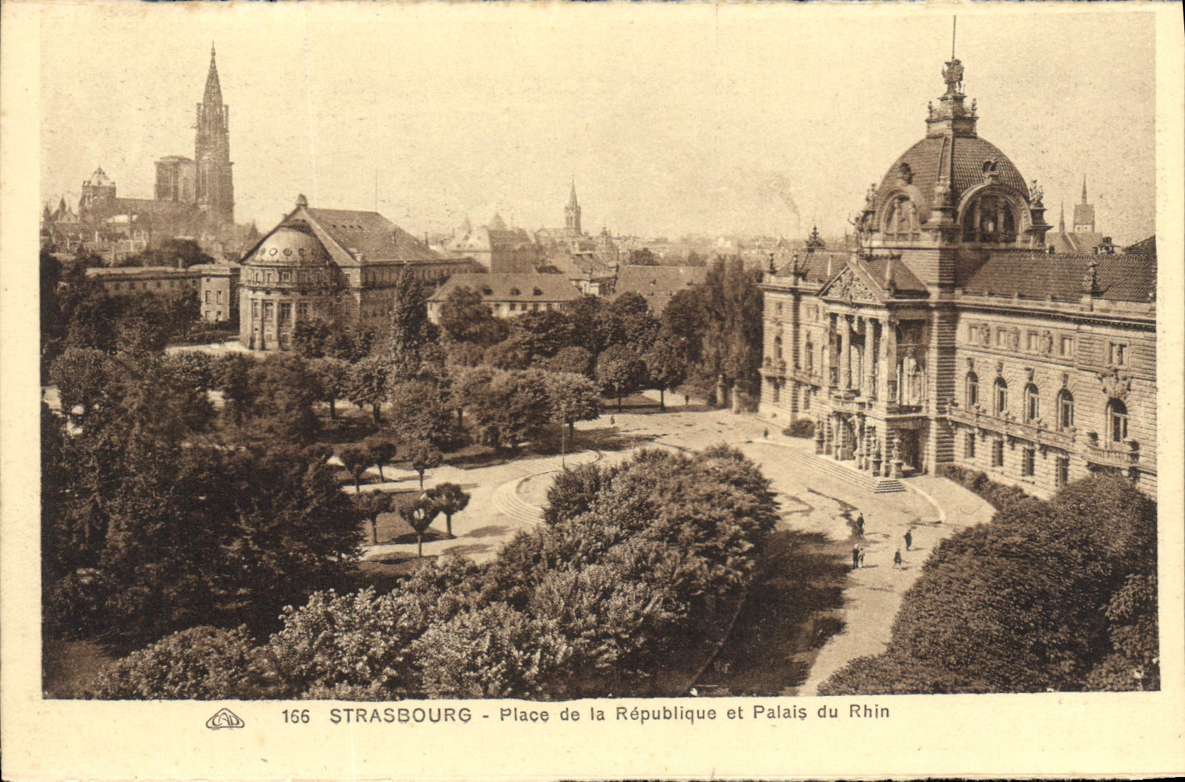 CPA Strasbourg Place de la Republique et palais du Rhin