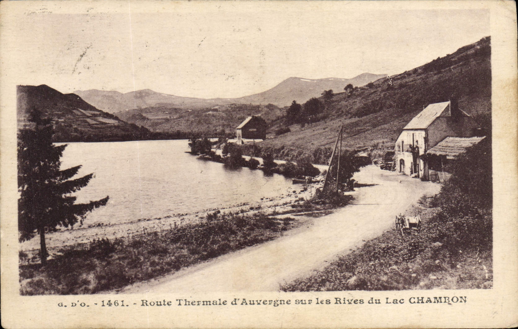 VINTAGE POSTCARD Thermal Road of Auvergne on Banks of the Lake Chambon