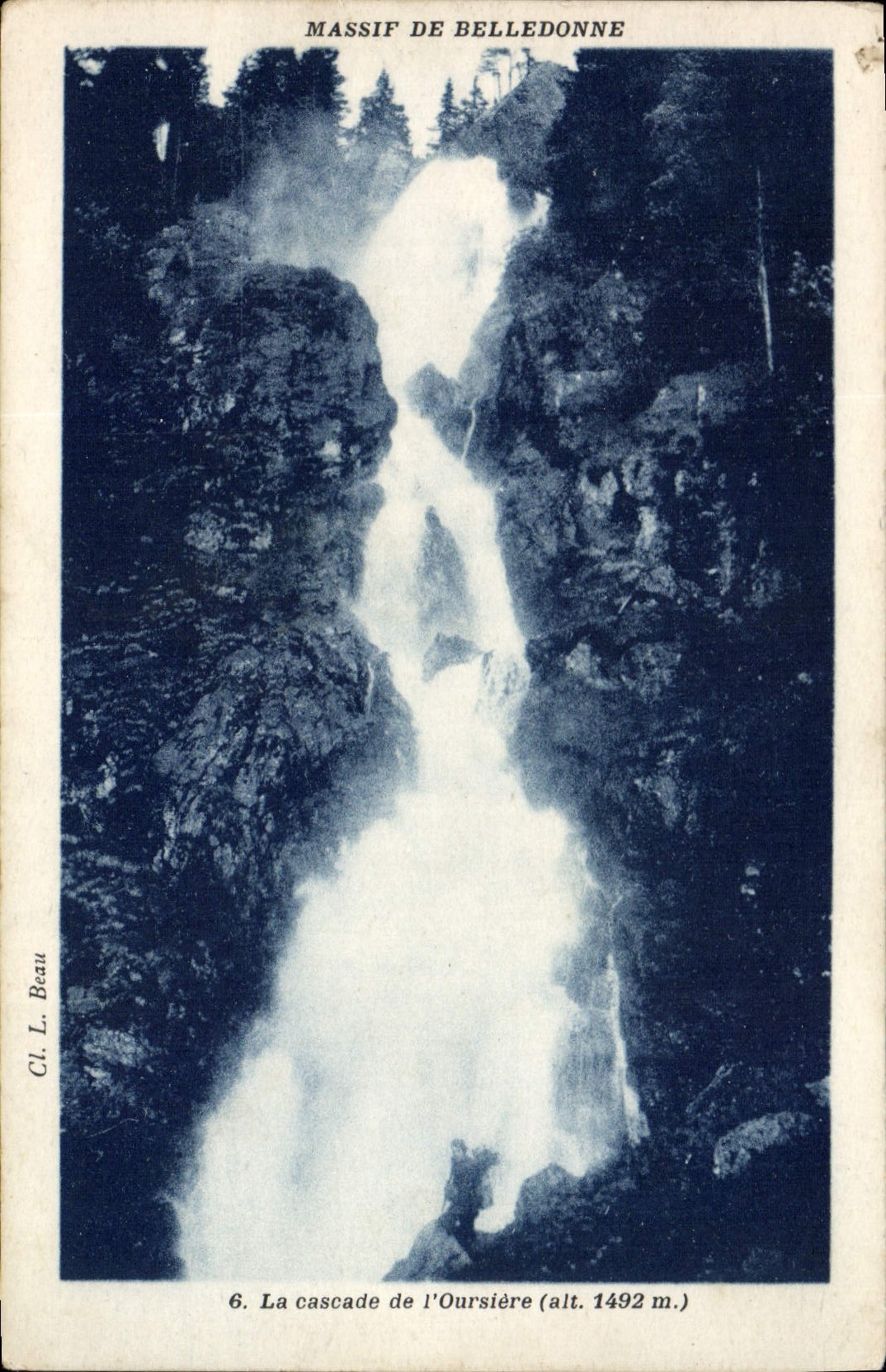 VINTAGE POSTCARD Massive of Belledonne the cascade of the oursiere