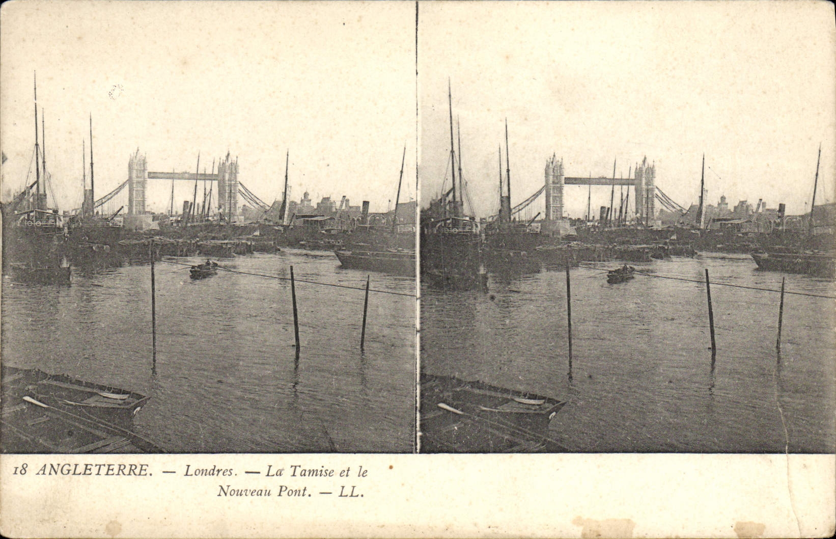 POSTAL Inglaterra Londres de la VENDIMIA el Thames y el nuevo puente