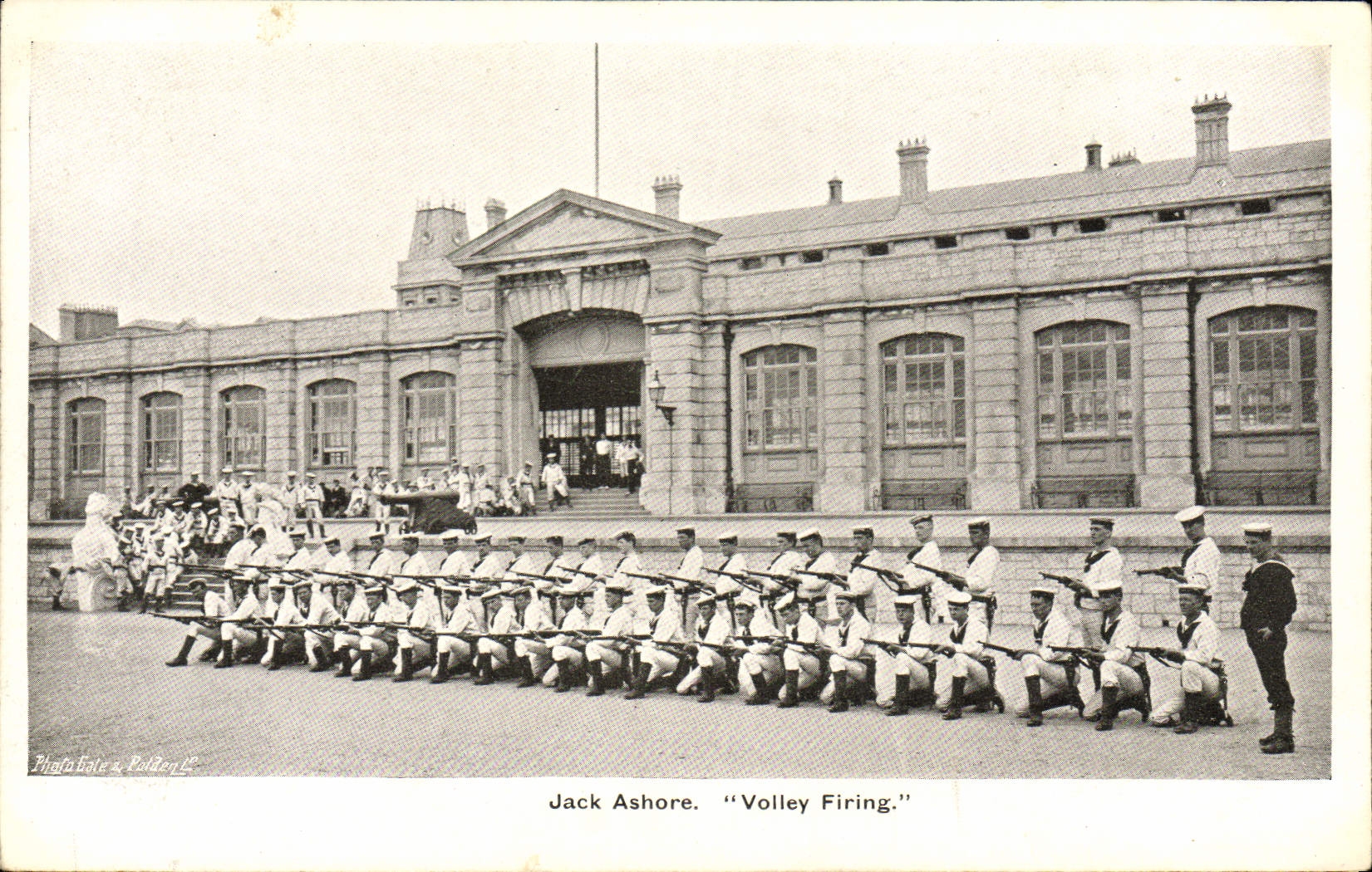 VINTAGE POSTCARD Boat War Jack Ashore Volleyball firing