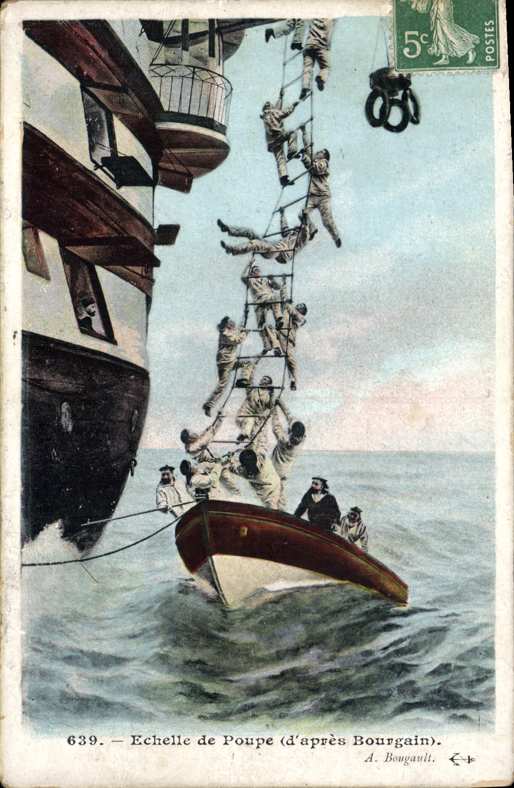 CPA Bateau Guerre Echelle de Poupe d'apres Bourgain 