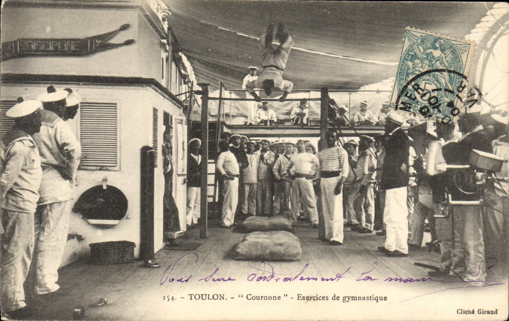 CPA Bateau Guerre Toulon Couronne Exercices de gymnastique