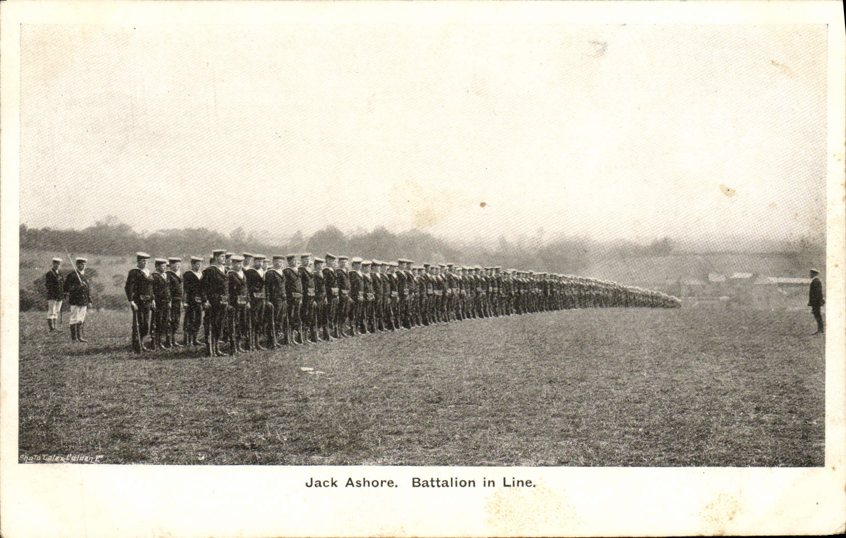 VINTAGE POSTCARD Boat War Jack Ashore Battalion in line