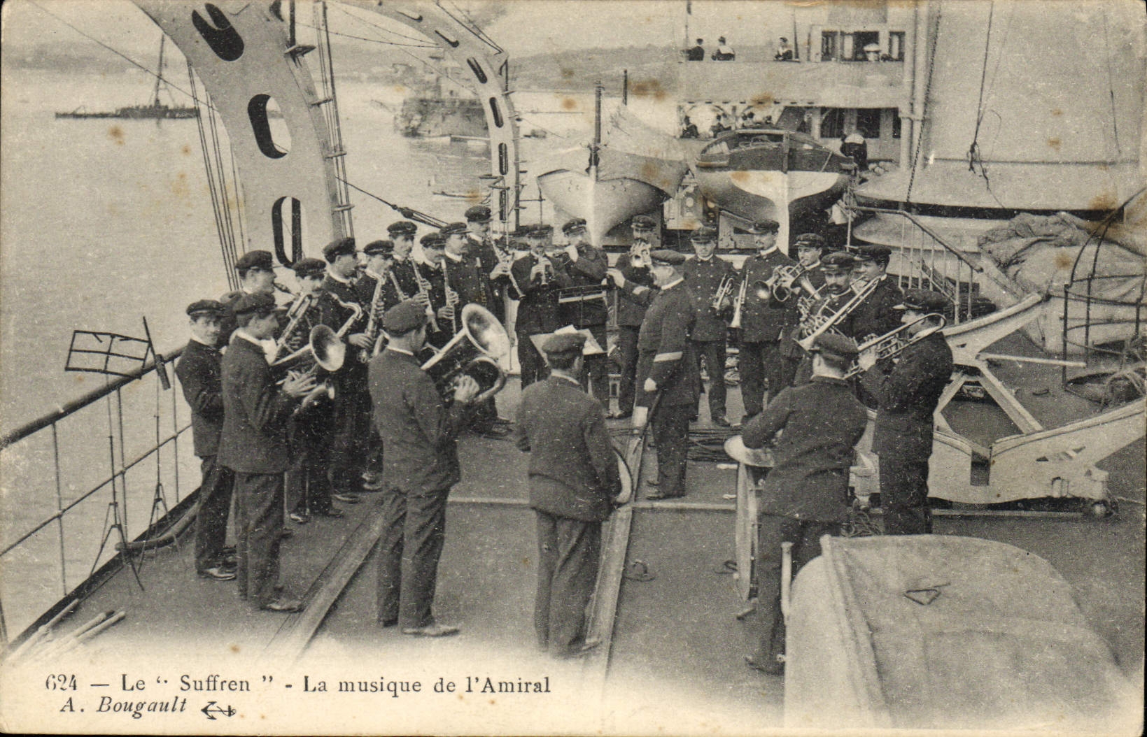 VINTAGE POSTCARD Boat War the suffren music of the am=iral