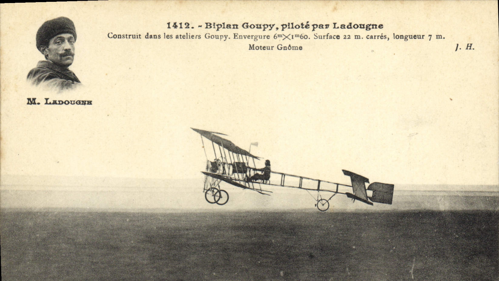 VINTAGE POSTCARD Plane Aviation Biplane Goupy Ladougne