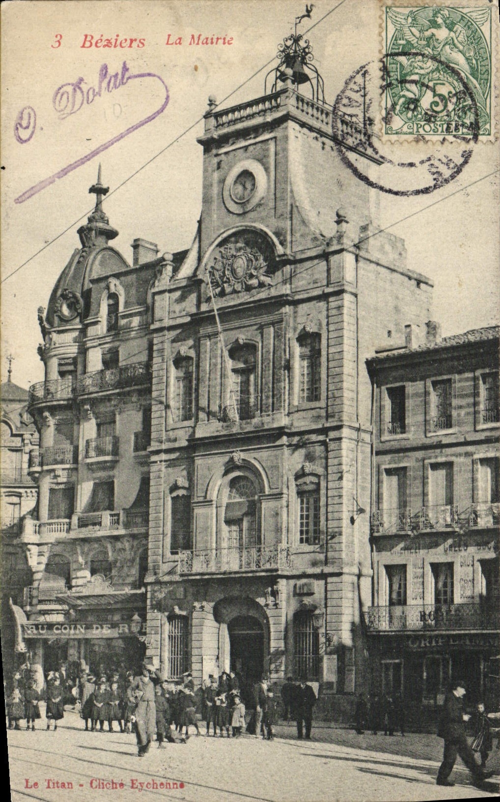 VINTAGE POSTCARD Beziers the Town hall