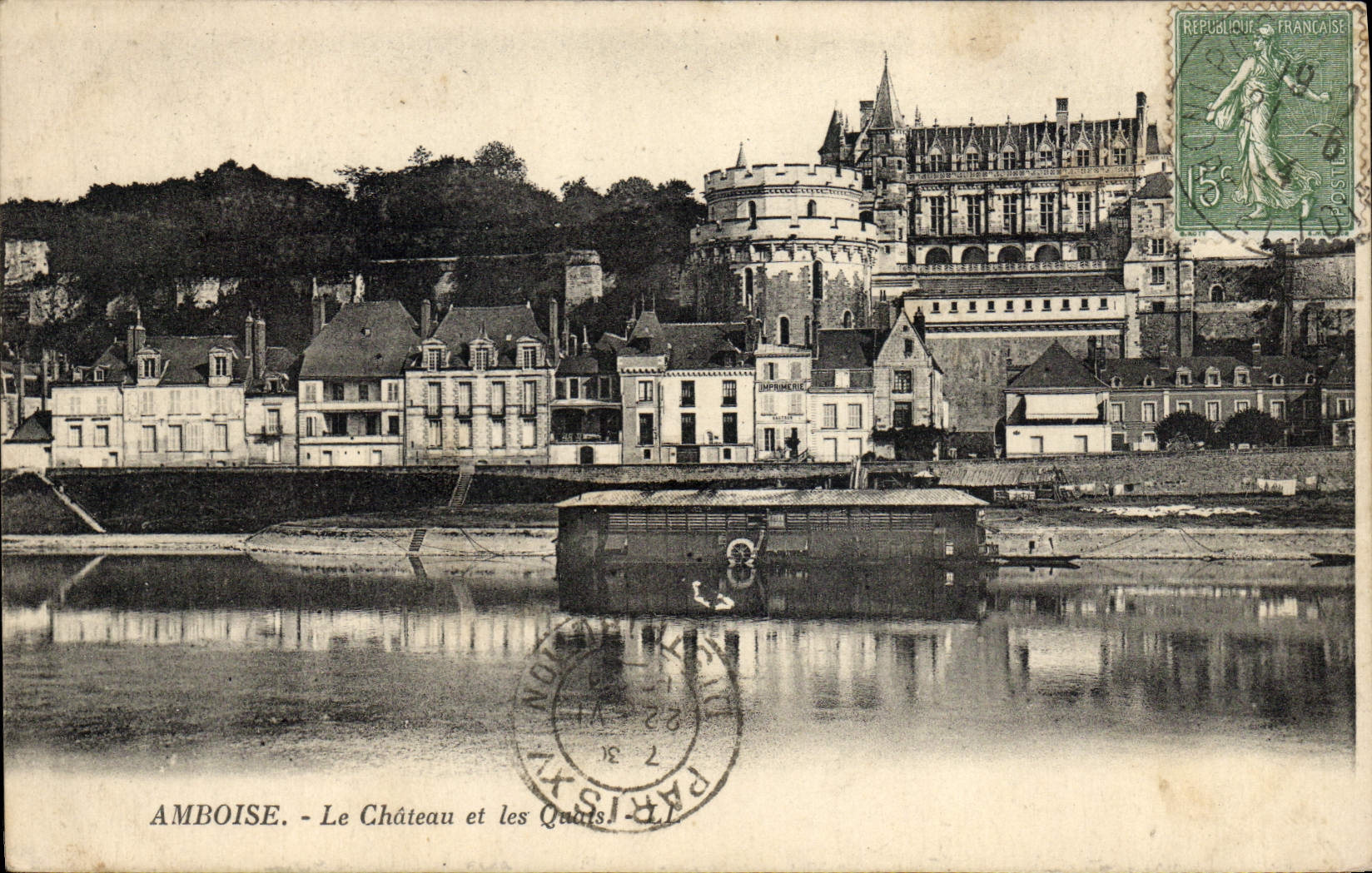 POSTAL Amboise de la VENDIMIA el castillo y los muelles