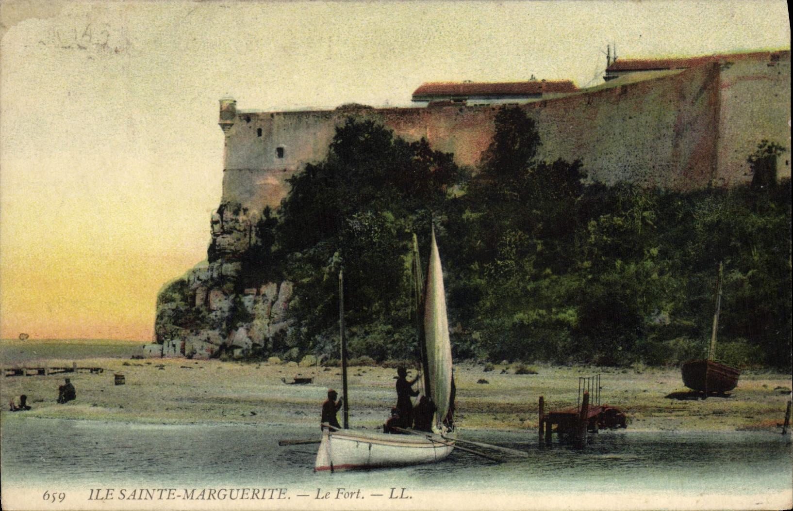 VINTAGE POSTCARD Island Marguerite Saint the Strong Boat