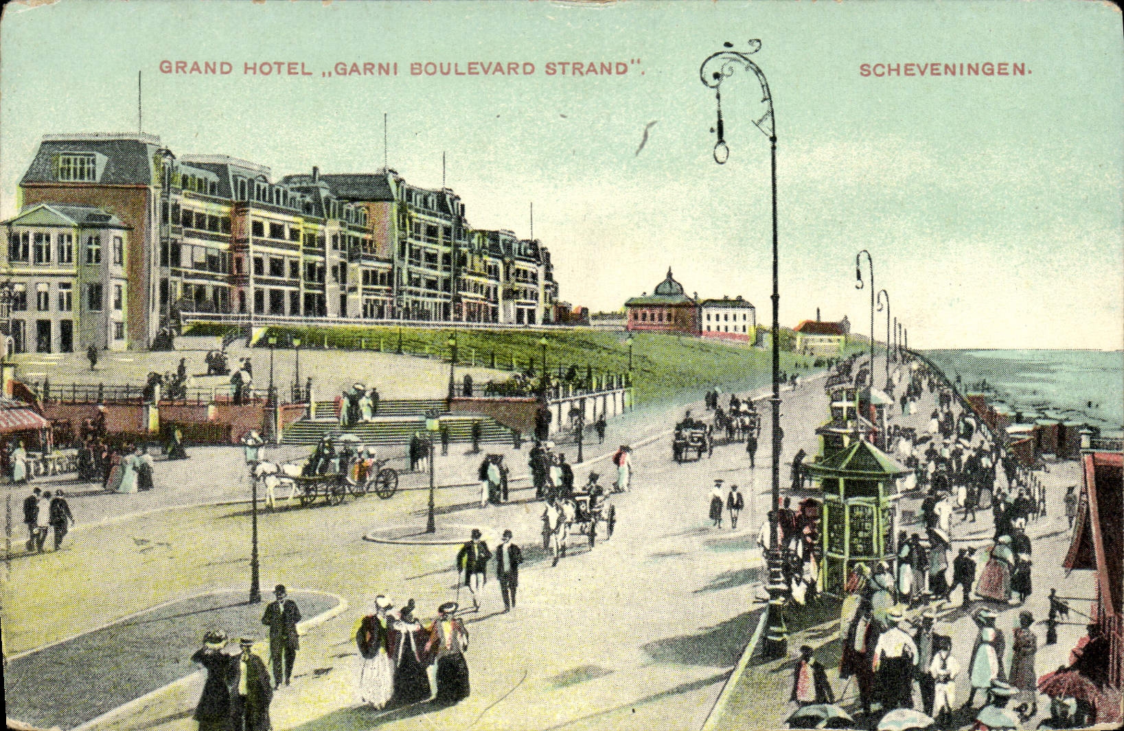 VINTAGE POSTCARD Large Hotel Furnished Boulevard Strand Scheveningen