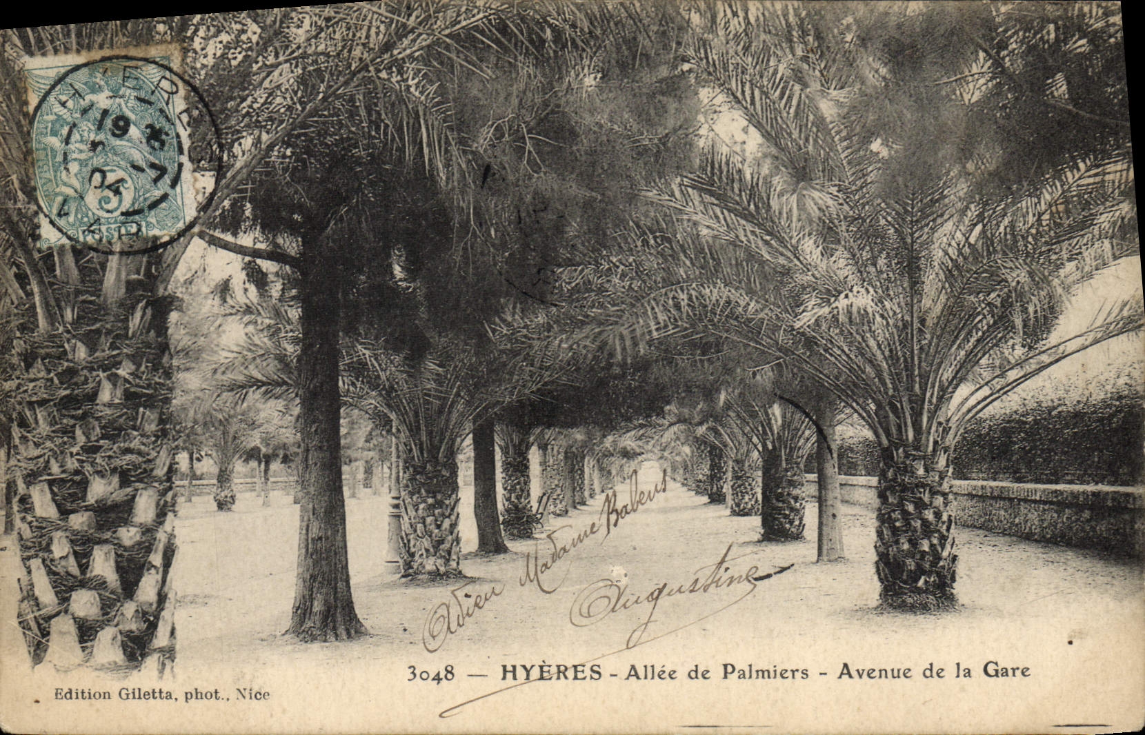 POSTAL Hyeres de la VENDIMIA ido de la avenida de las palmeras de la estación