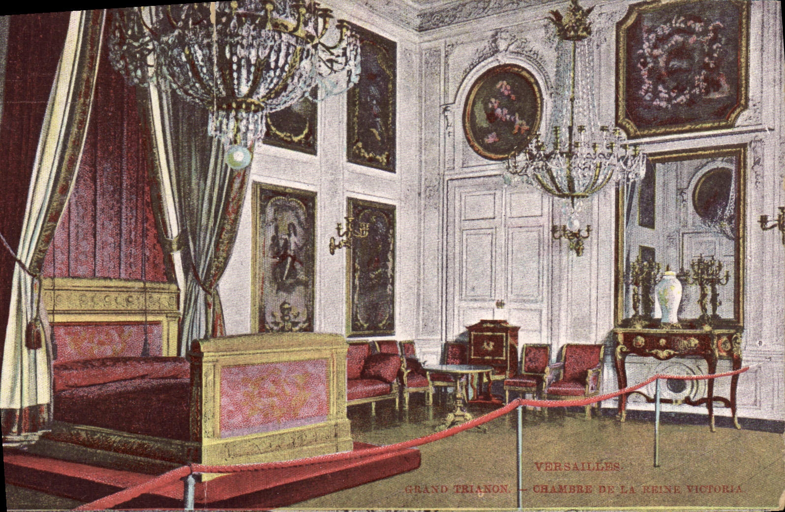 VINTAGE POSTCARD Versailles Large Trianon Room of the Victoria queen