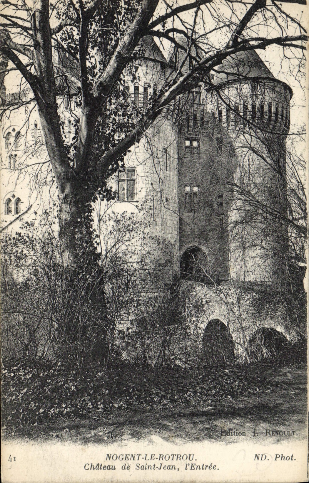 VINTAGE POSTCARD Nogent Rotrou Castle Of Jean Saint the entry