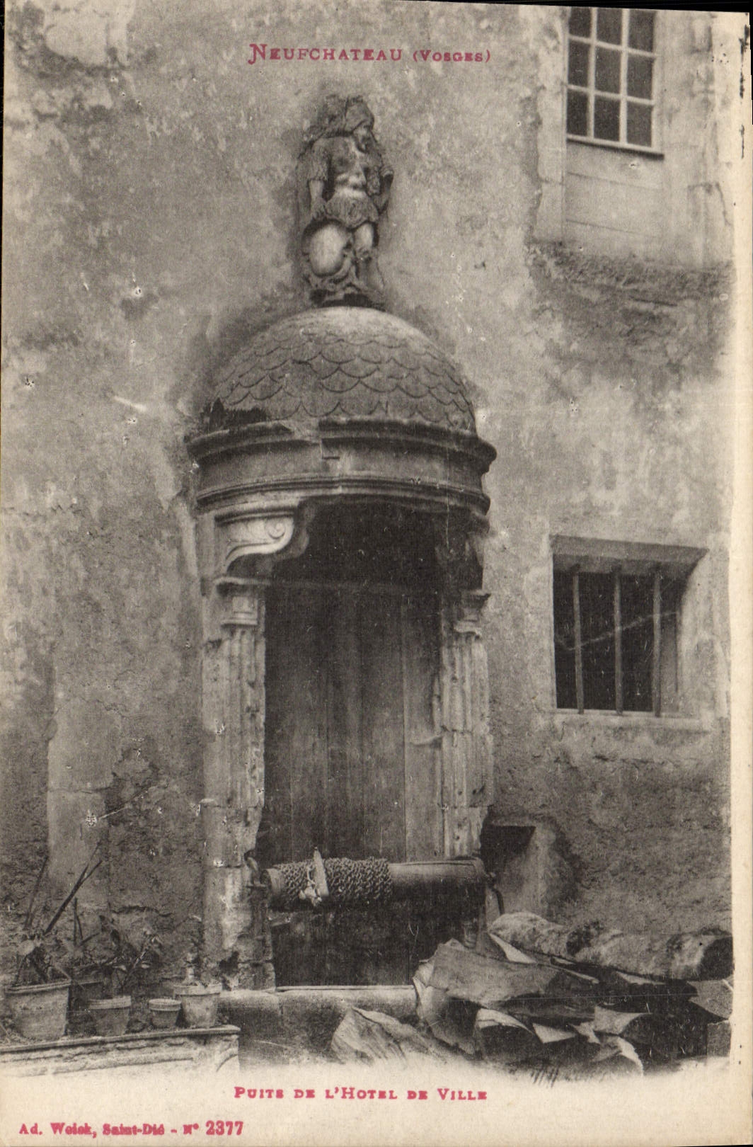 VINTAGE POSTCARD Neufchateau Well Of the Town hall