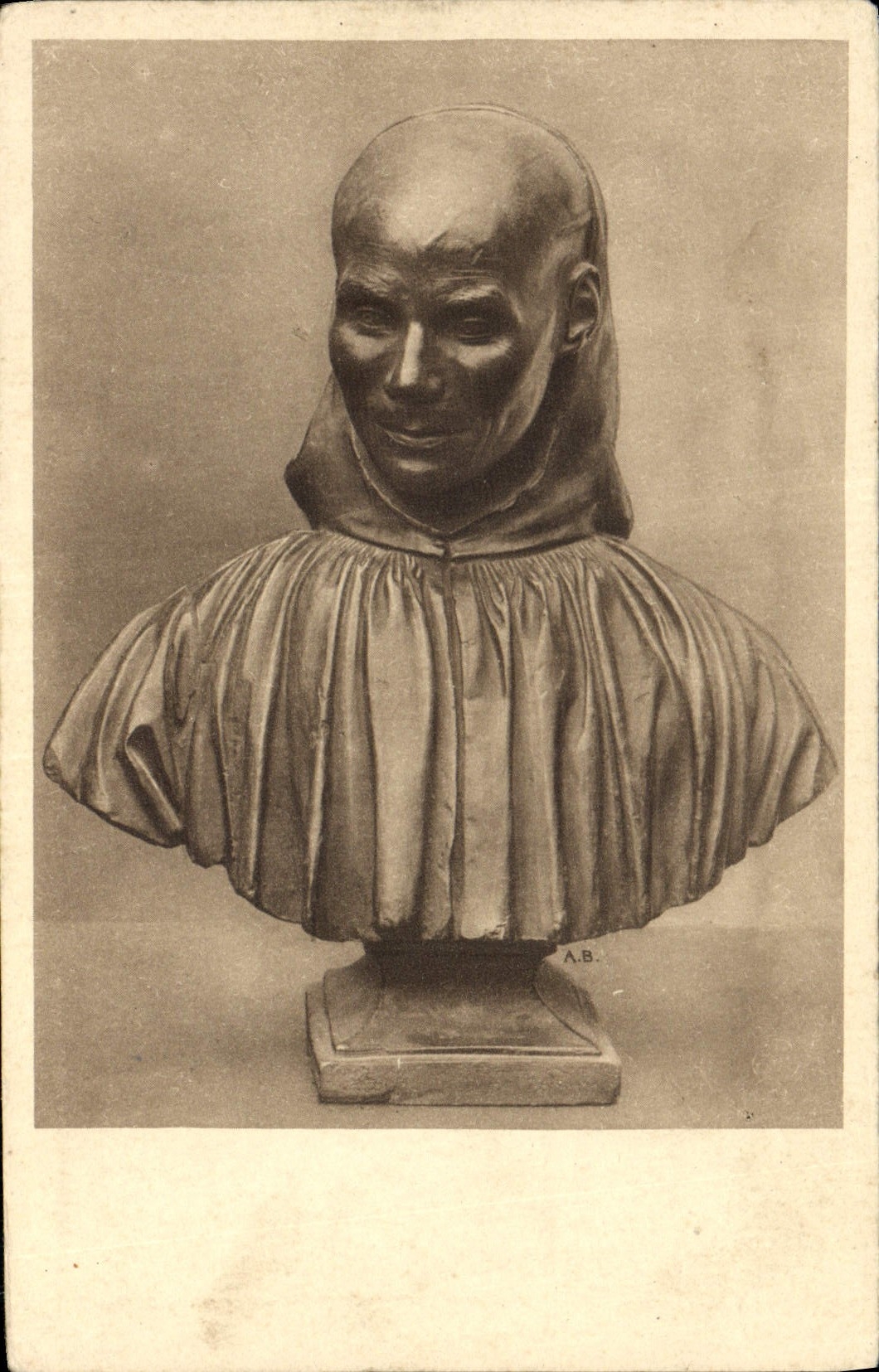 VINTAGE POSTCARD Verneuil on Avre Bust of monk