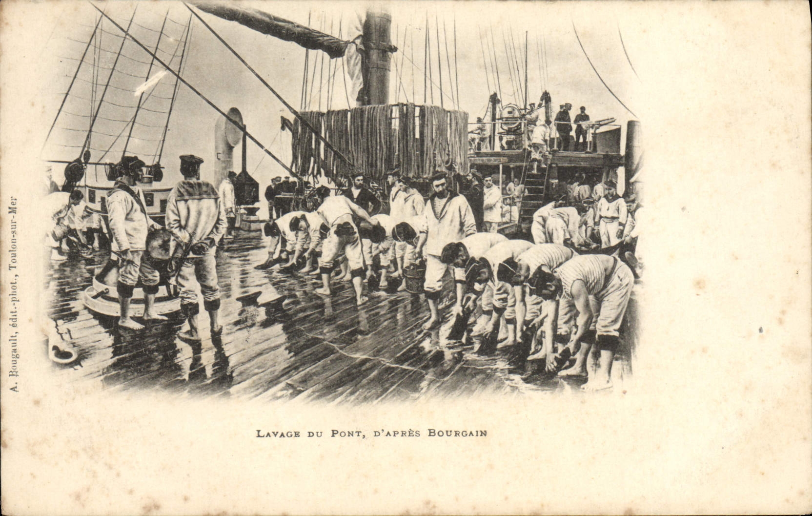 CPA Bateau Lavage du pont d'apres Bourgain 