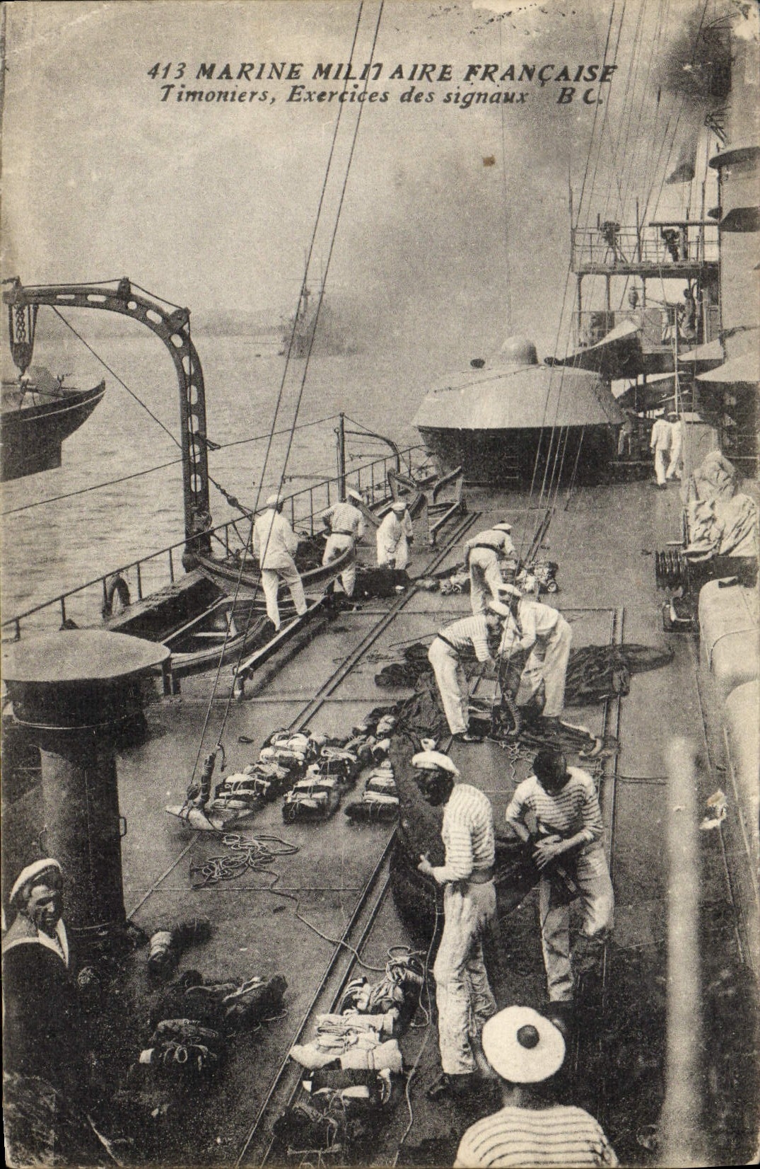 VINTAGE POSTCARD Boat Navy Quartermasters Exercises of the signals