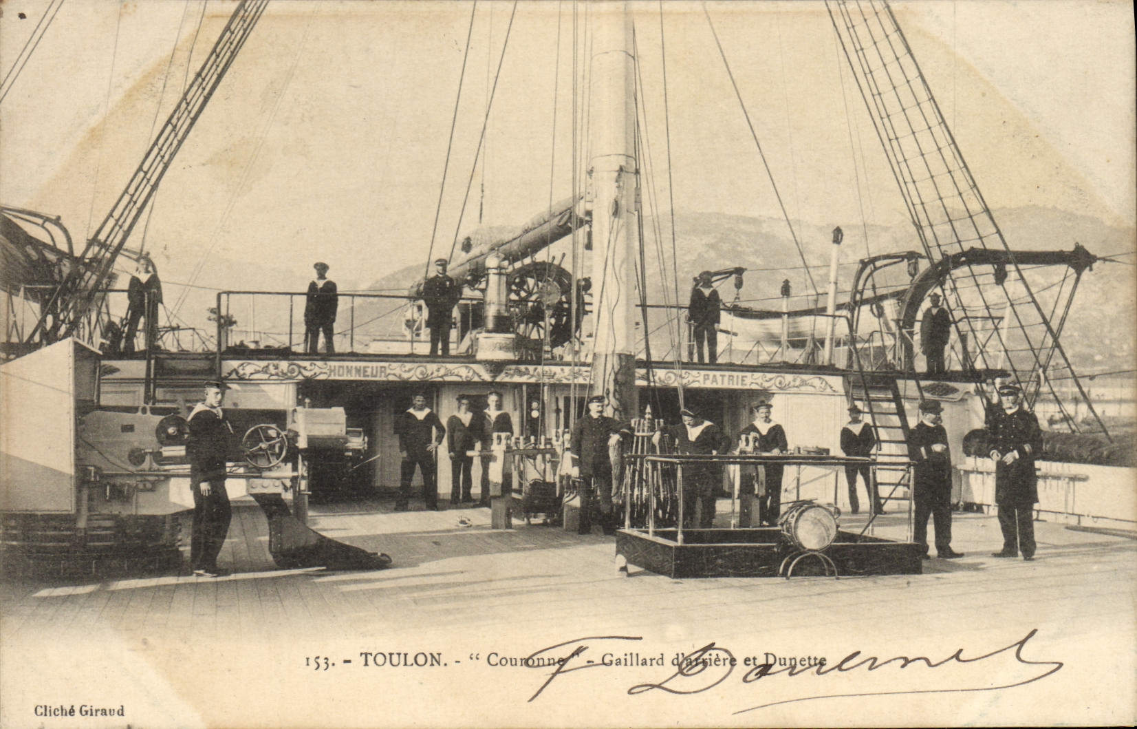 CPA Bateau Toulon Couronne Gaillard d'arriere et Dunette 