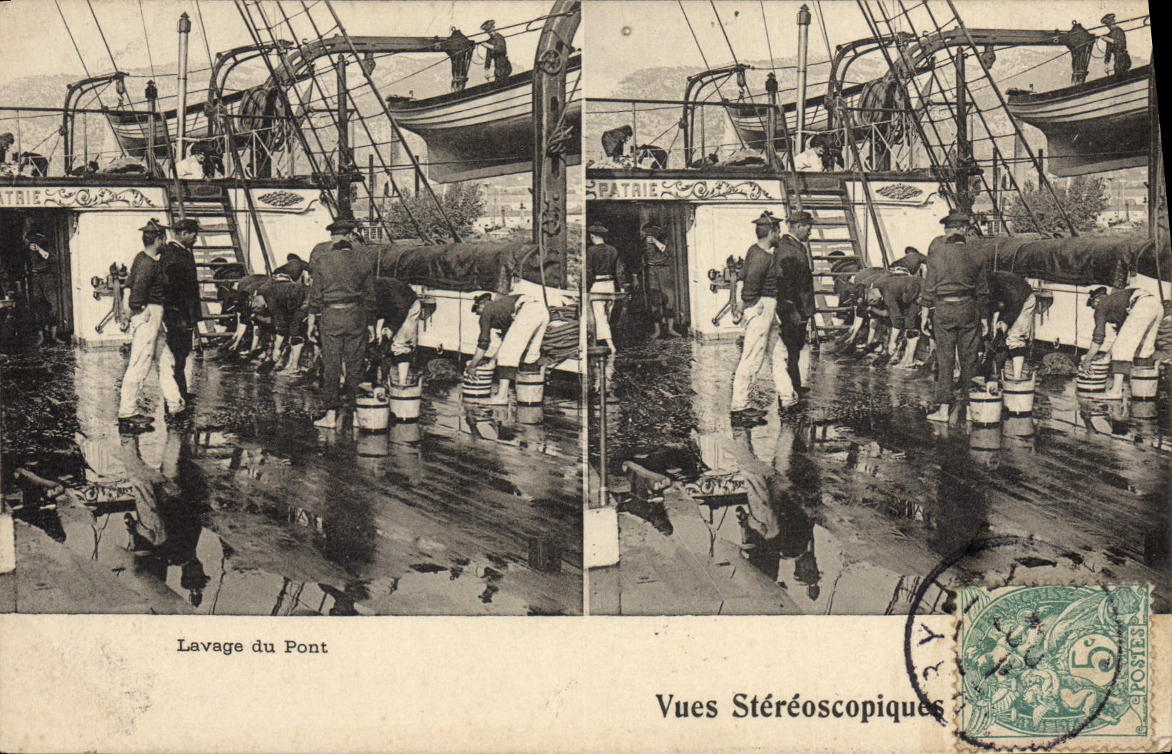 CPA Bateau Lavage du pont