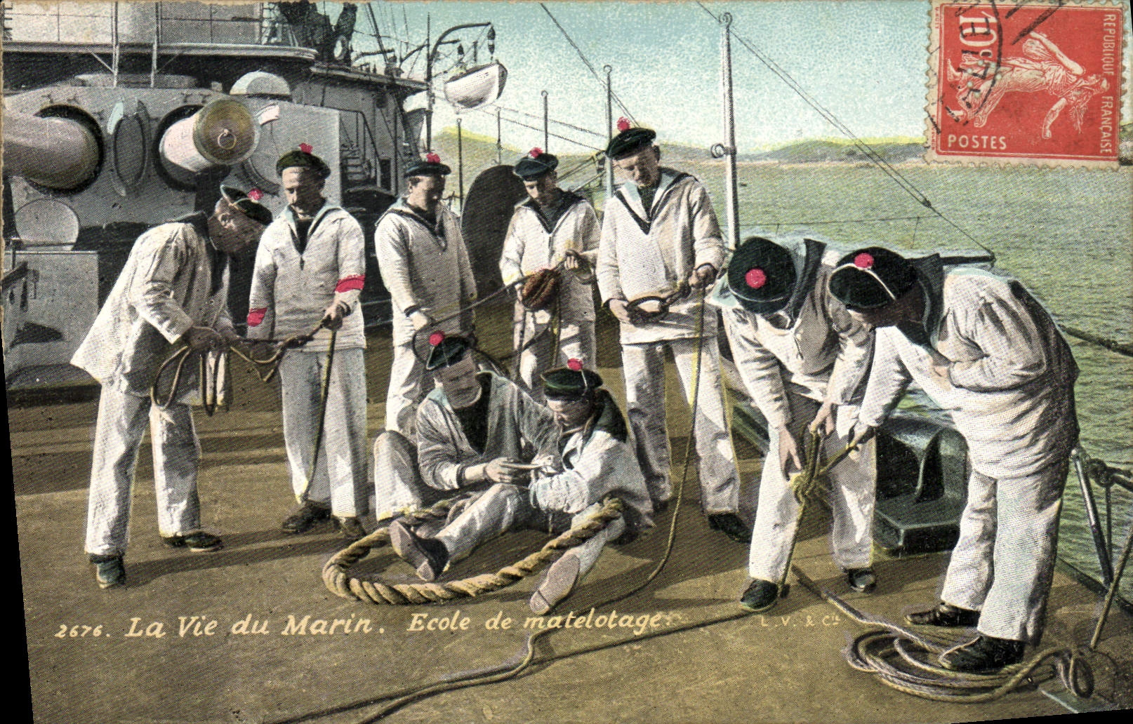 VINTAGE POSTCARD Boat life of the sailor School of matelotage