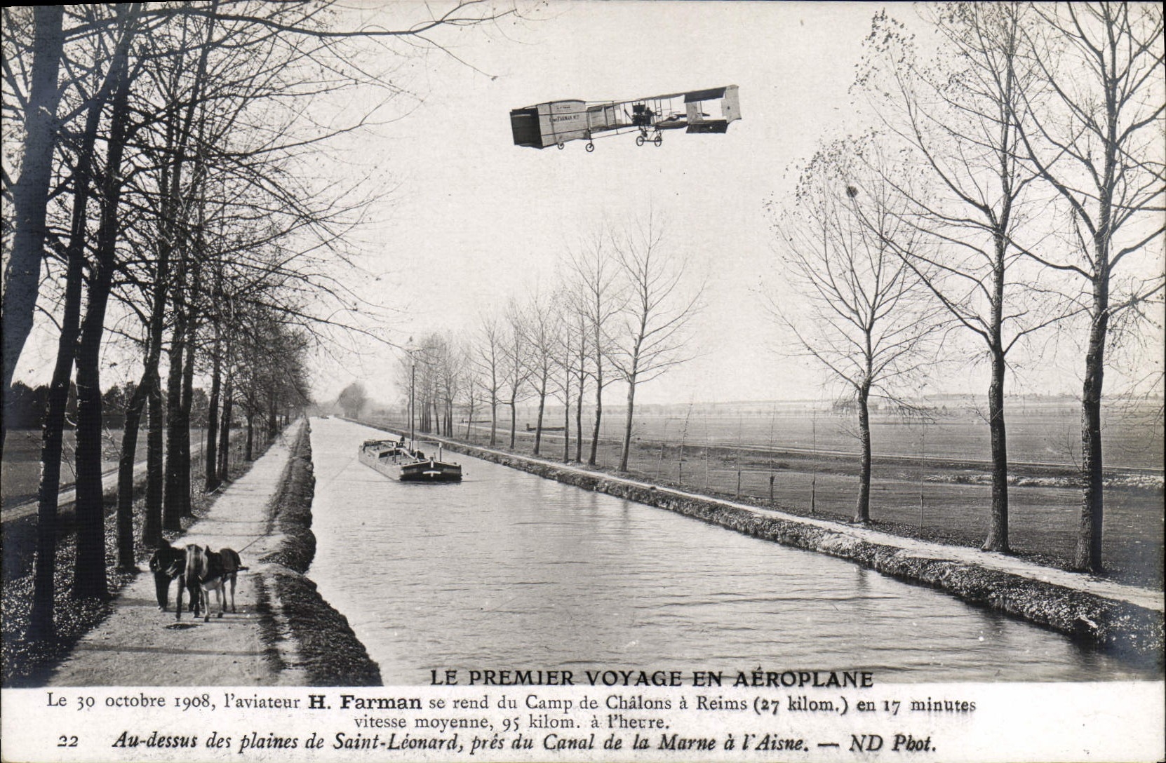 CPA Avion Aviation Le premier voyage en aeroplane Farman se rend au camp de Chalons 