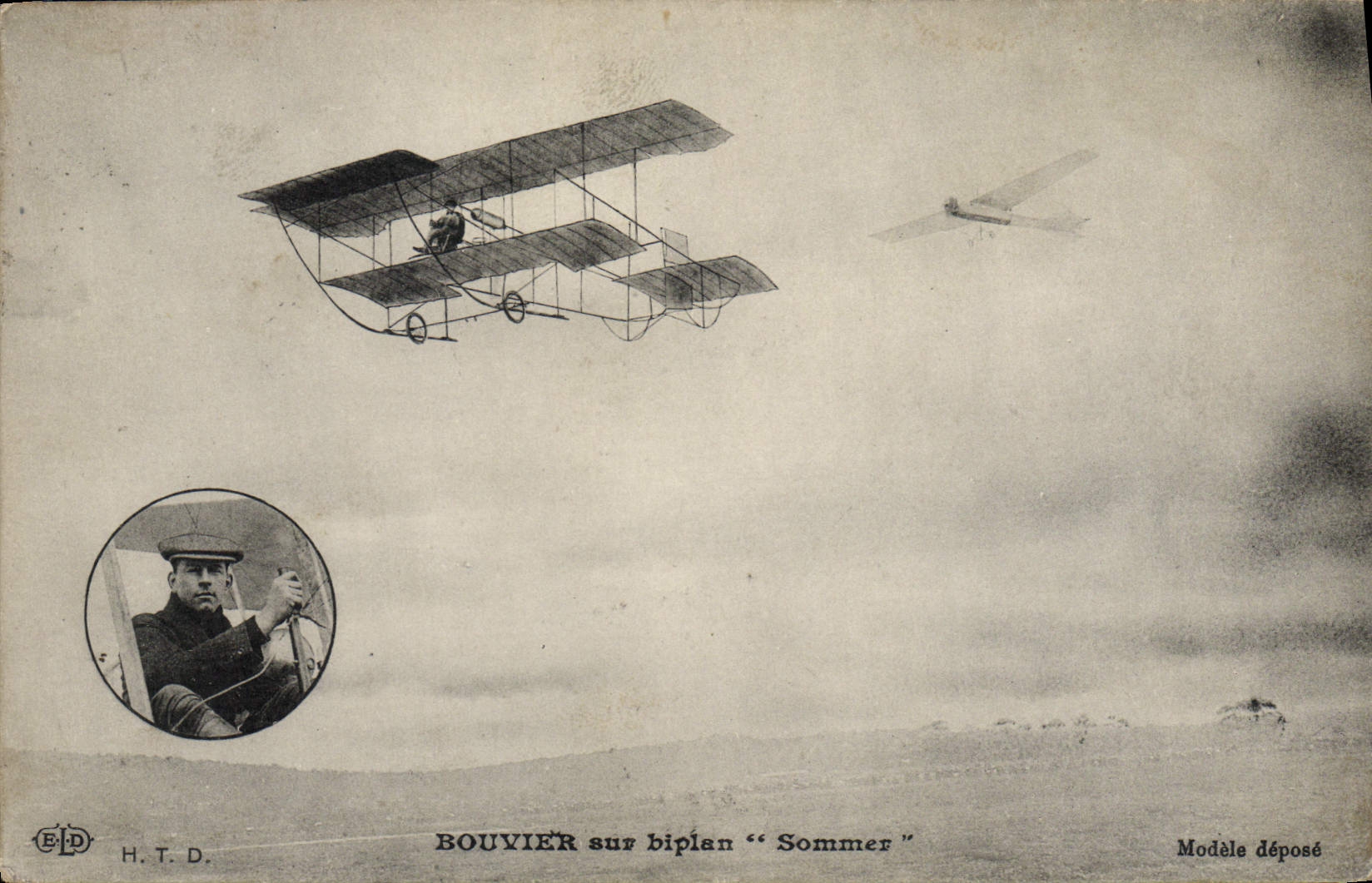 CPA Avion Aviation Bouvier sur biplan Sommer