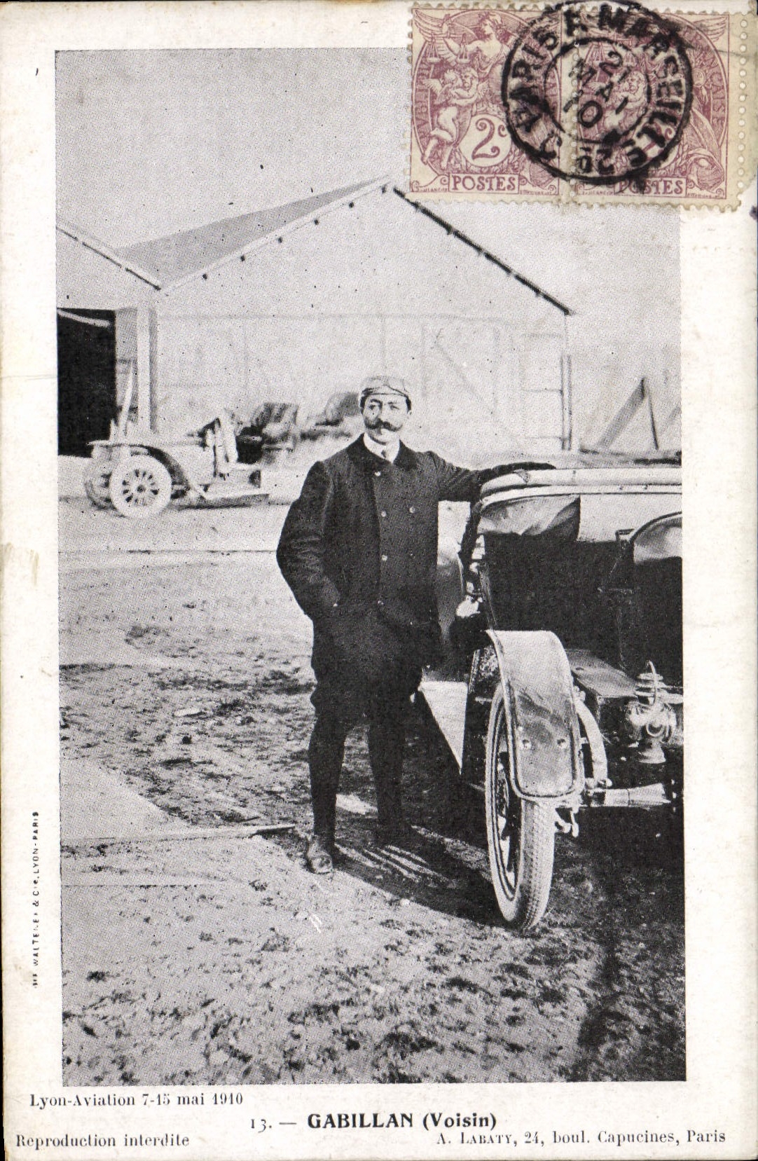 VINTAGE POSTCARD Plane Close Gabillan Aviation