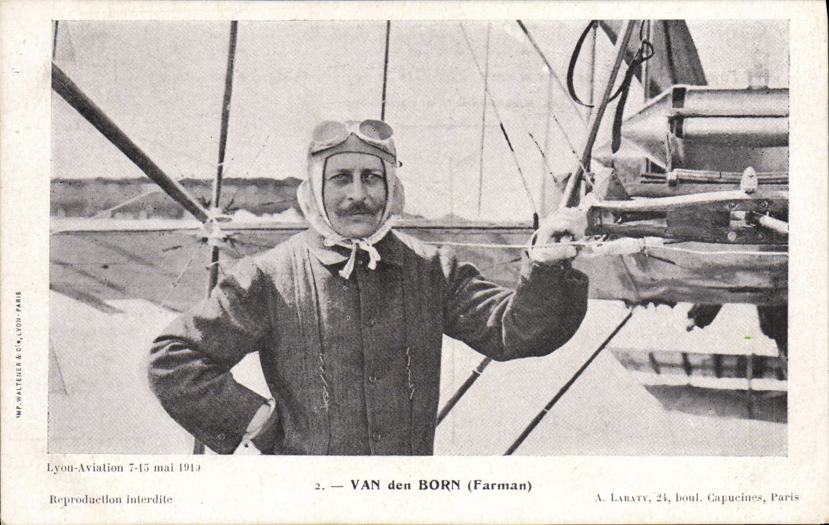 VINTAGE POSTCARD Plane Aviation Van den Born Farman
