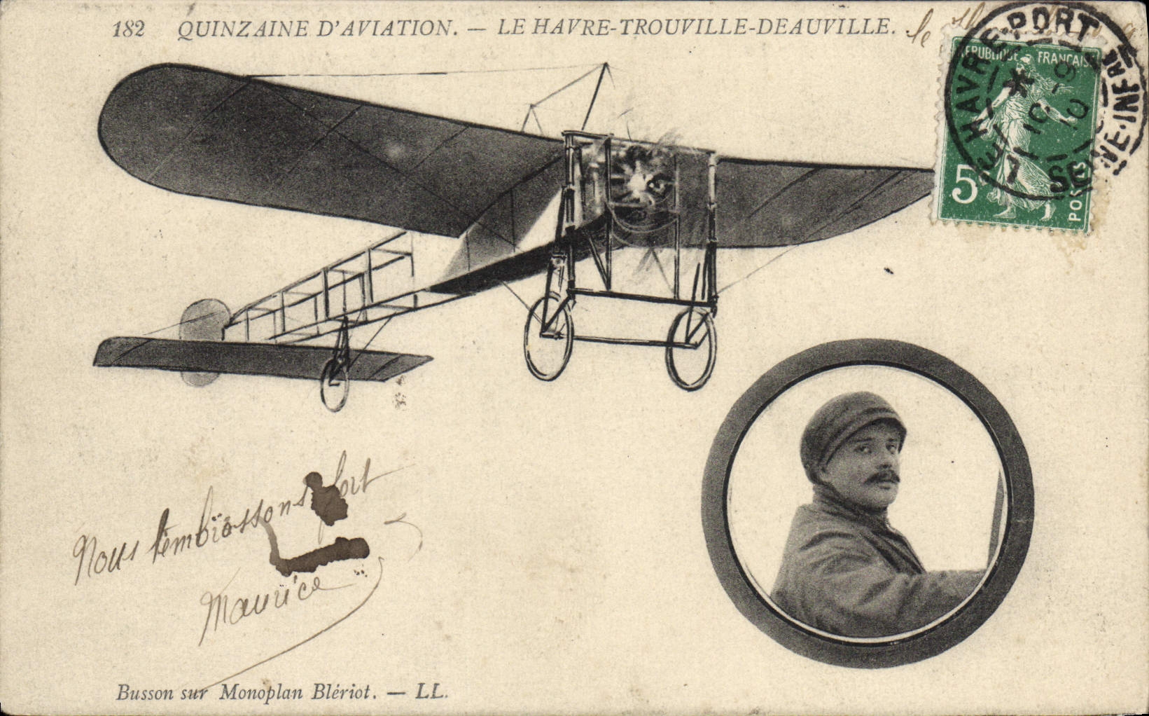CPA Avion Aviation Quinzaine d'aviation Le Havre Trouville Deauville